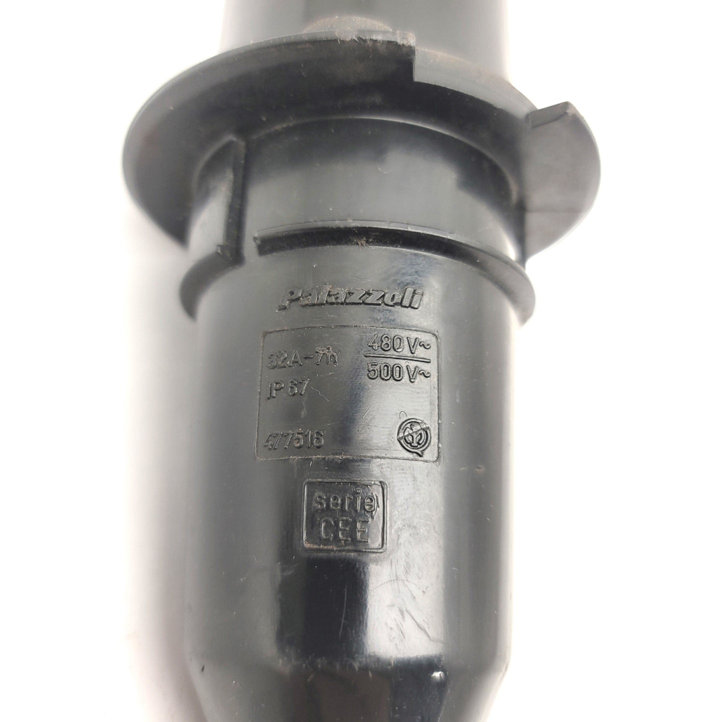 Used Palazzoli 477516 32A-7h Male Connector, 480V/500VAC, 4-Pole, 3-Phase, 32A
