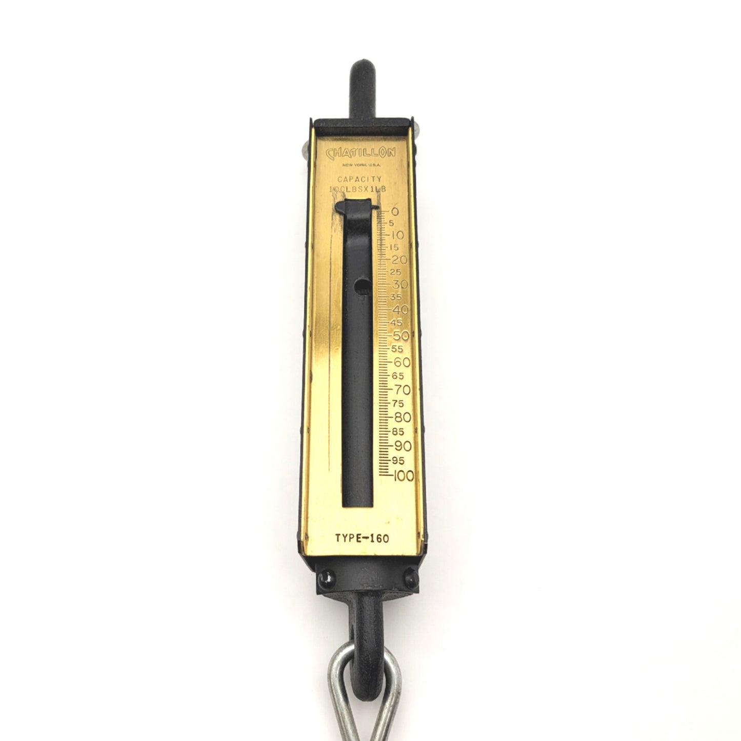 Used Chatillon Type-160 Linear Hanging Scale, 100lbs Capacity, 5lbs Graduation