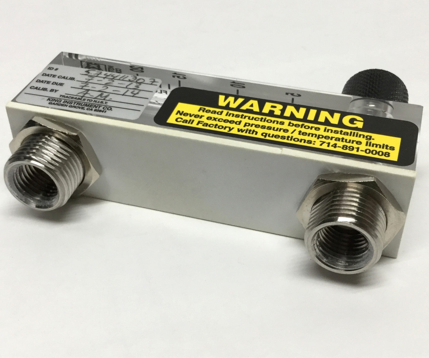 Used King Instrument 75303122C07 Rotameter Air Flow Meter Gauge, Acrylic, 2-20 SCFH