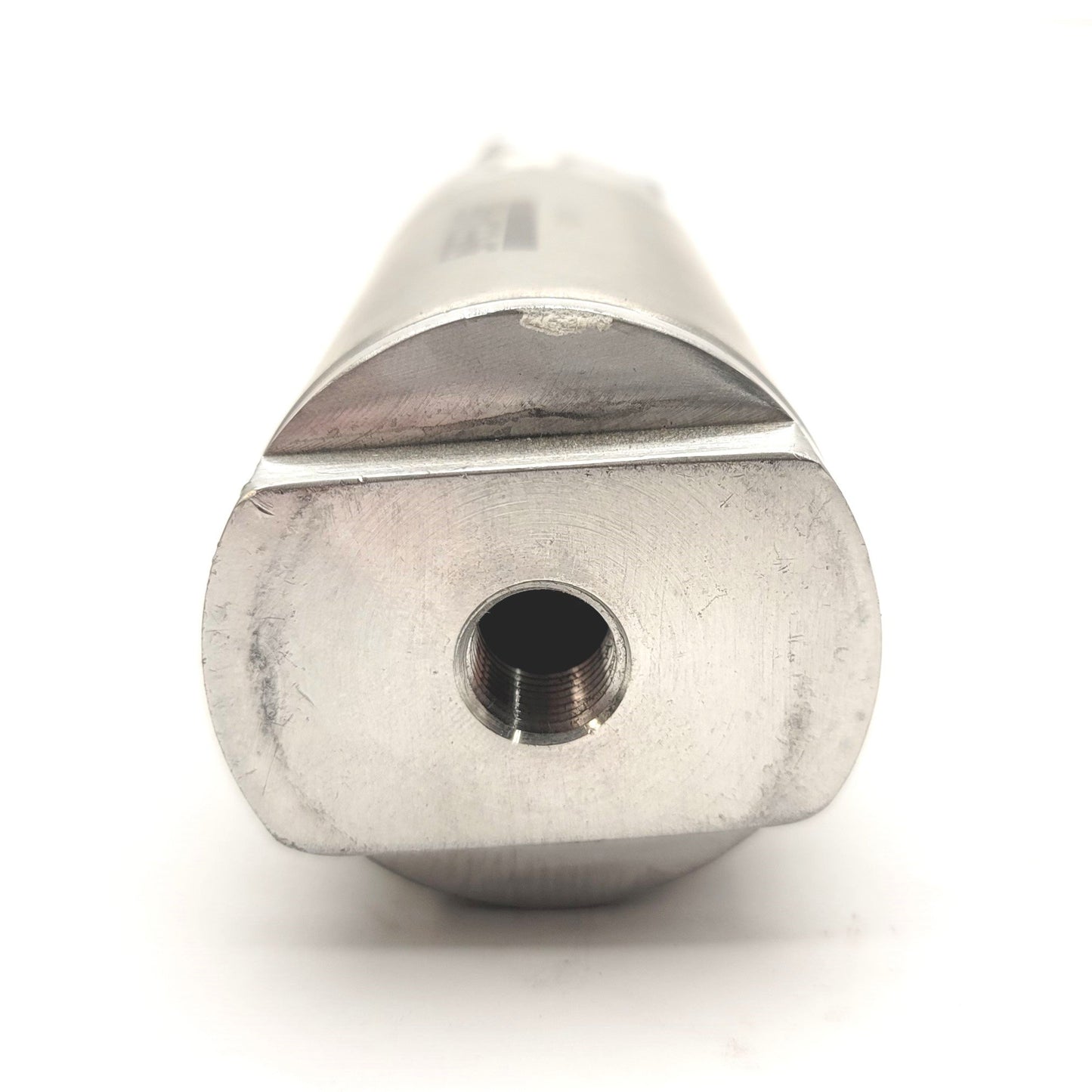 Used Speedaire 6D870 Stainless Steel Round Body Cylinder, 2" Stroke, 2" Bore, 1/4"NPT