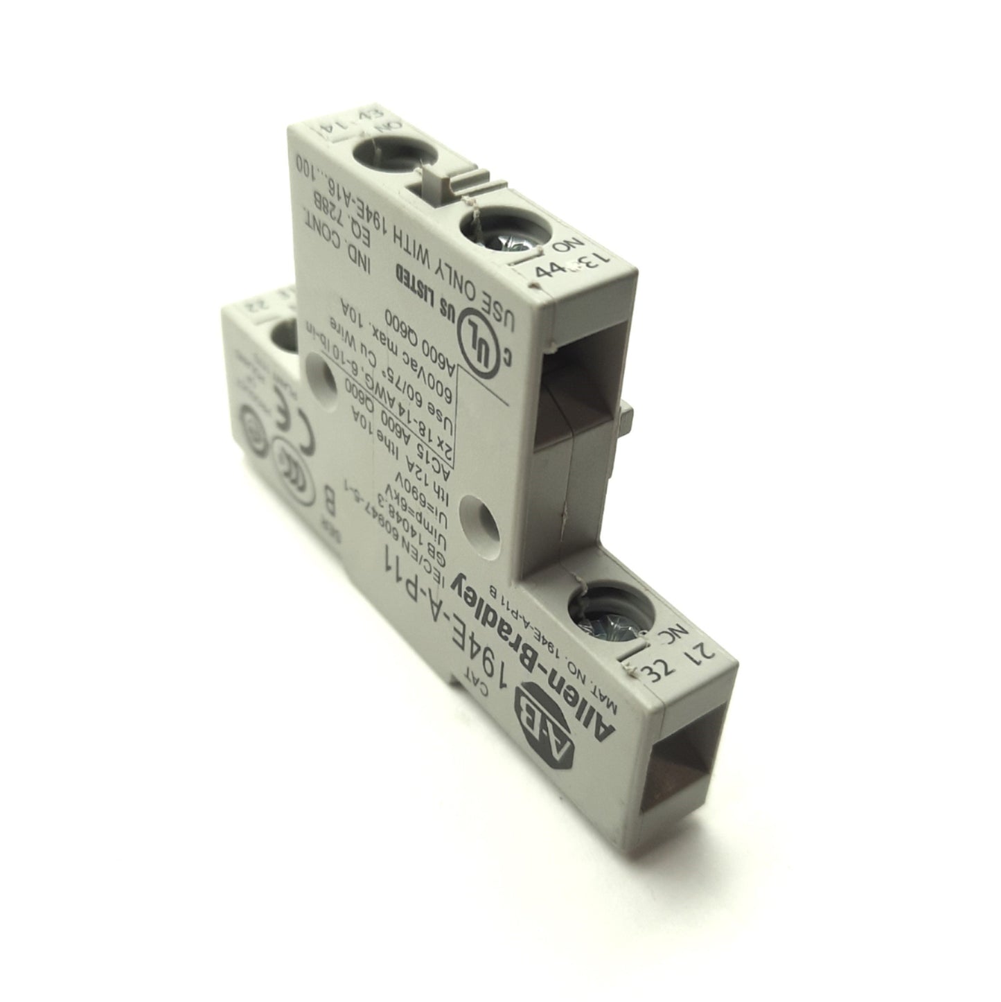 New – Open box Allen Bradley 194E-A-P11 Disconnect Switch Aux Contact, 1x NC 1x NO, 600V 10A