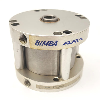 Used Bimba FO-70-2 Flat 1 Double Acting Cylinder 3" Bore, 2" Stroke, 1/4"NPT, 5/8-18