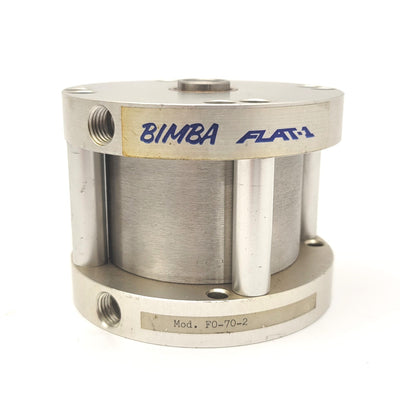Used Bimba FO-70-2 Flat 1 Double Acting Cylinder 3" Bore, 2" Stroke, 1/4"NPT, 5/8-18