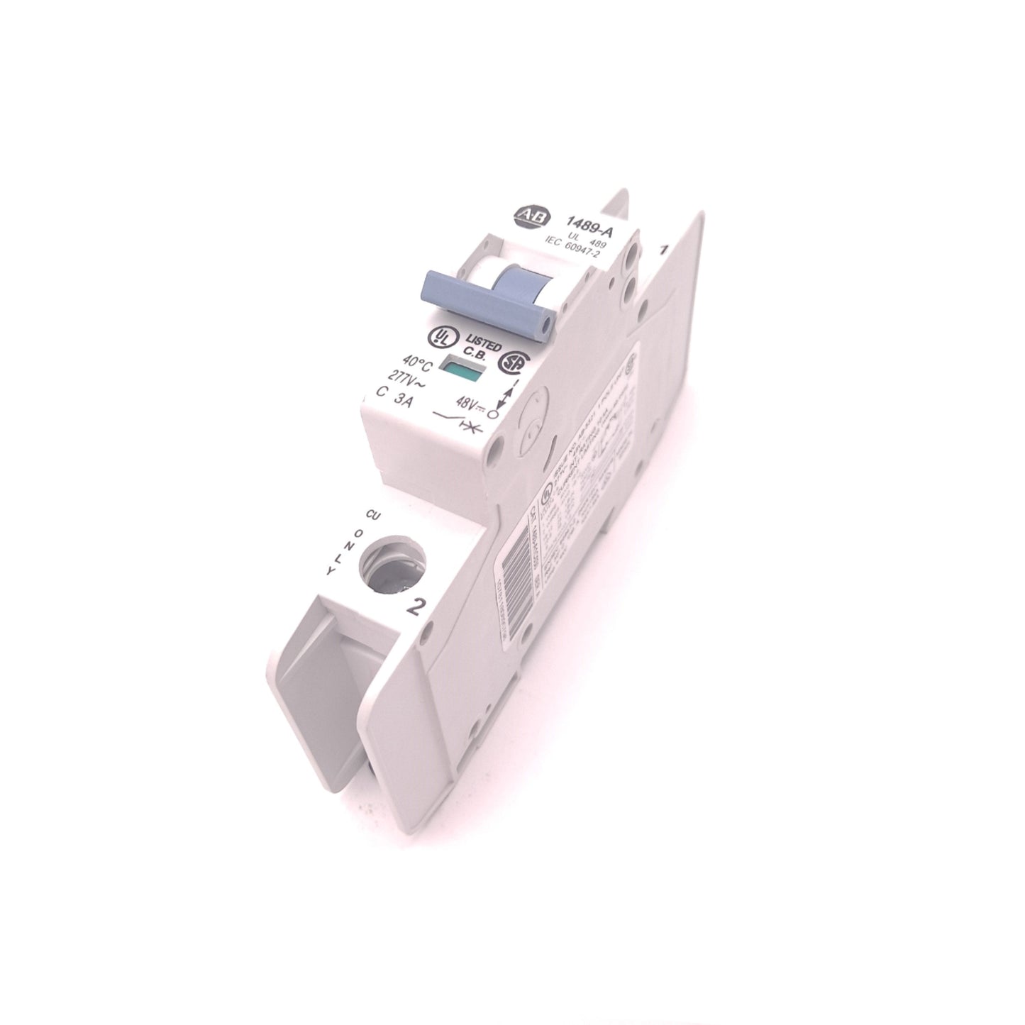 Used Allen Bradley 1489-A1C030 Series A Circuit Breaker 277VAC 48VDC 3A Din Rail