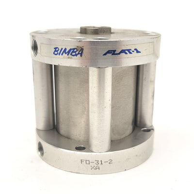 Used Bimba FO-31-2 Flat-1 Compact Double Acting Cylinder 2" Bore, 2" Stroke, 1/8"NPT