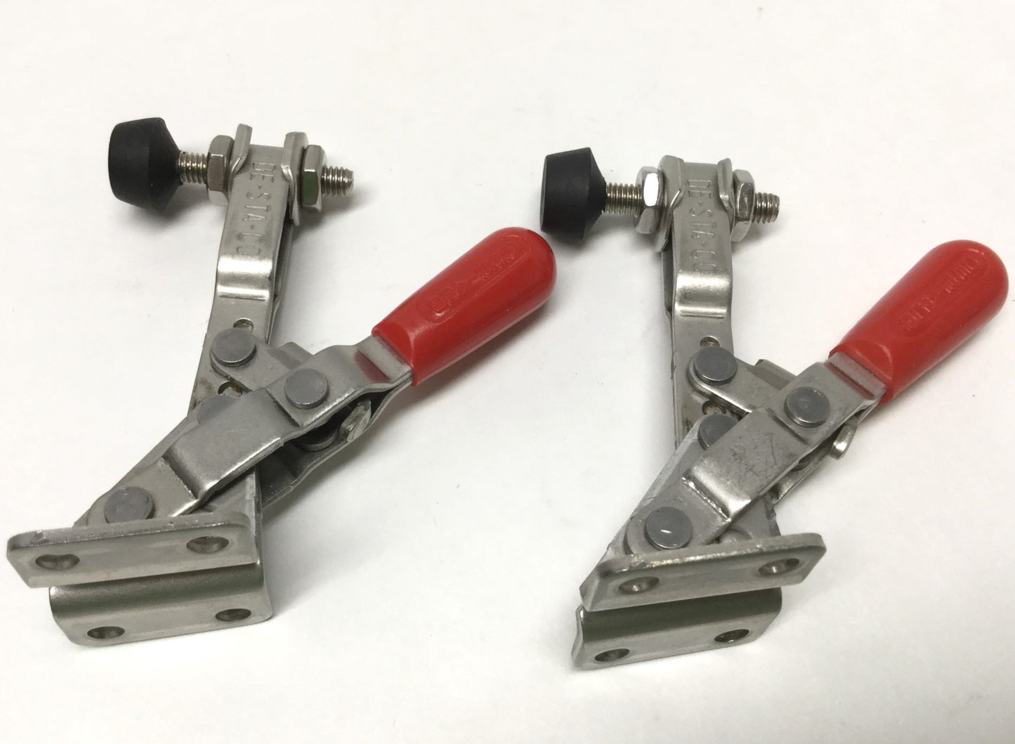 Used Lot of 2 DESTACO 201-USS Toggle Clamps, Vertical Hold-Down, Stainless, 125lbf