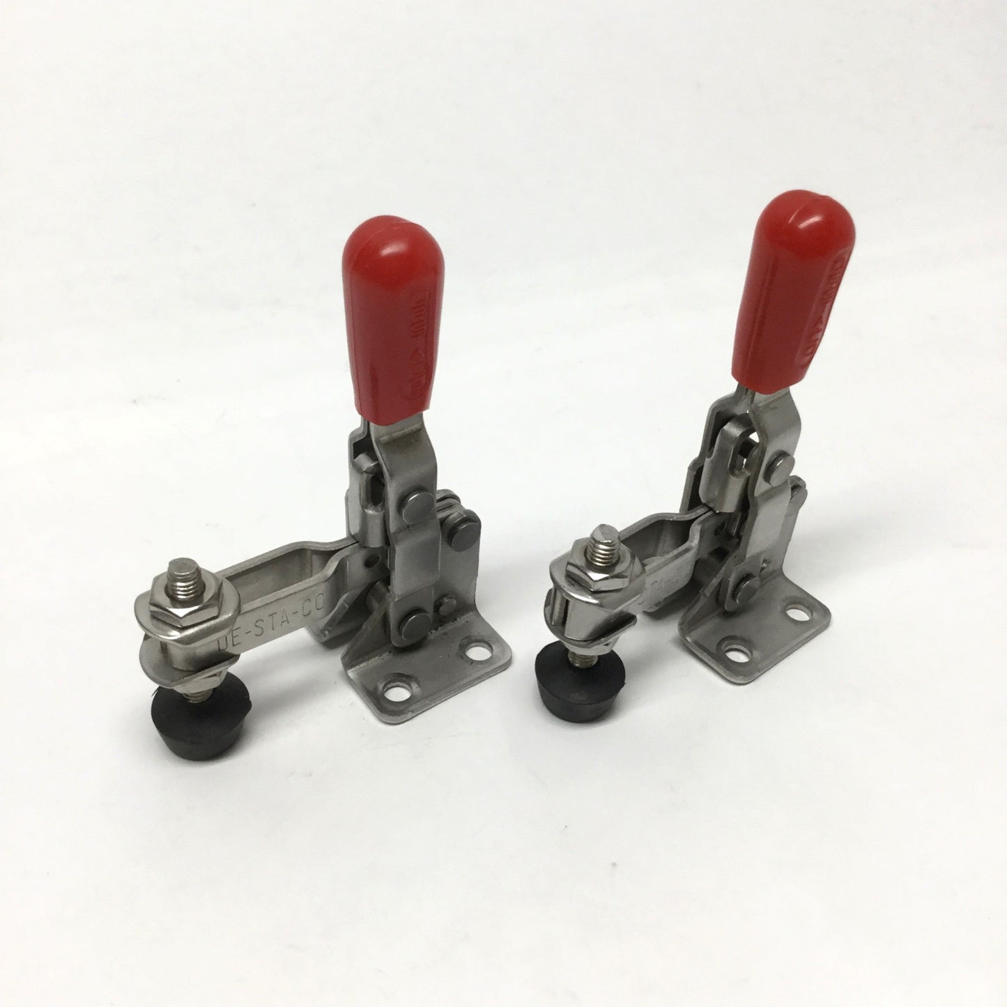 Used Lot of 2 DESTACO 201-USS Toggle Clamps, Vertical Hold-Down, Stainless, 125lbf