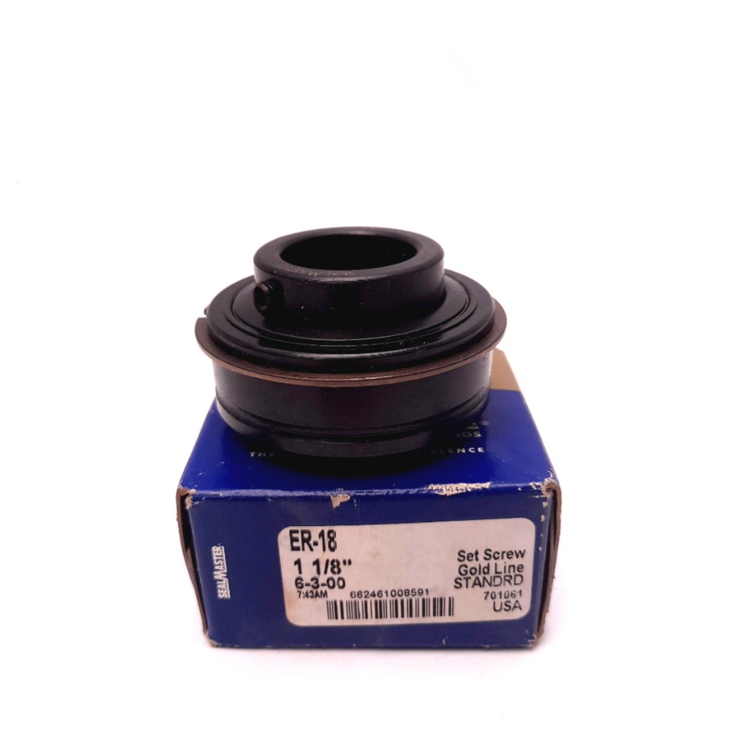 New SealMaster ER-18 Gold Line Ball Bearing ID: 1-1/8" OD: 2.4410" Load: 4,381lb