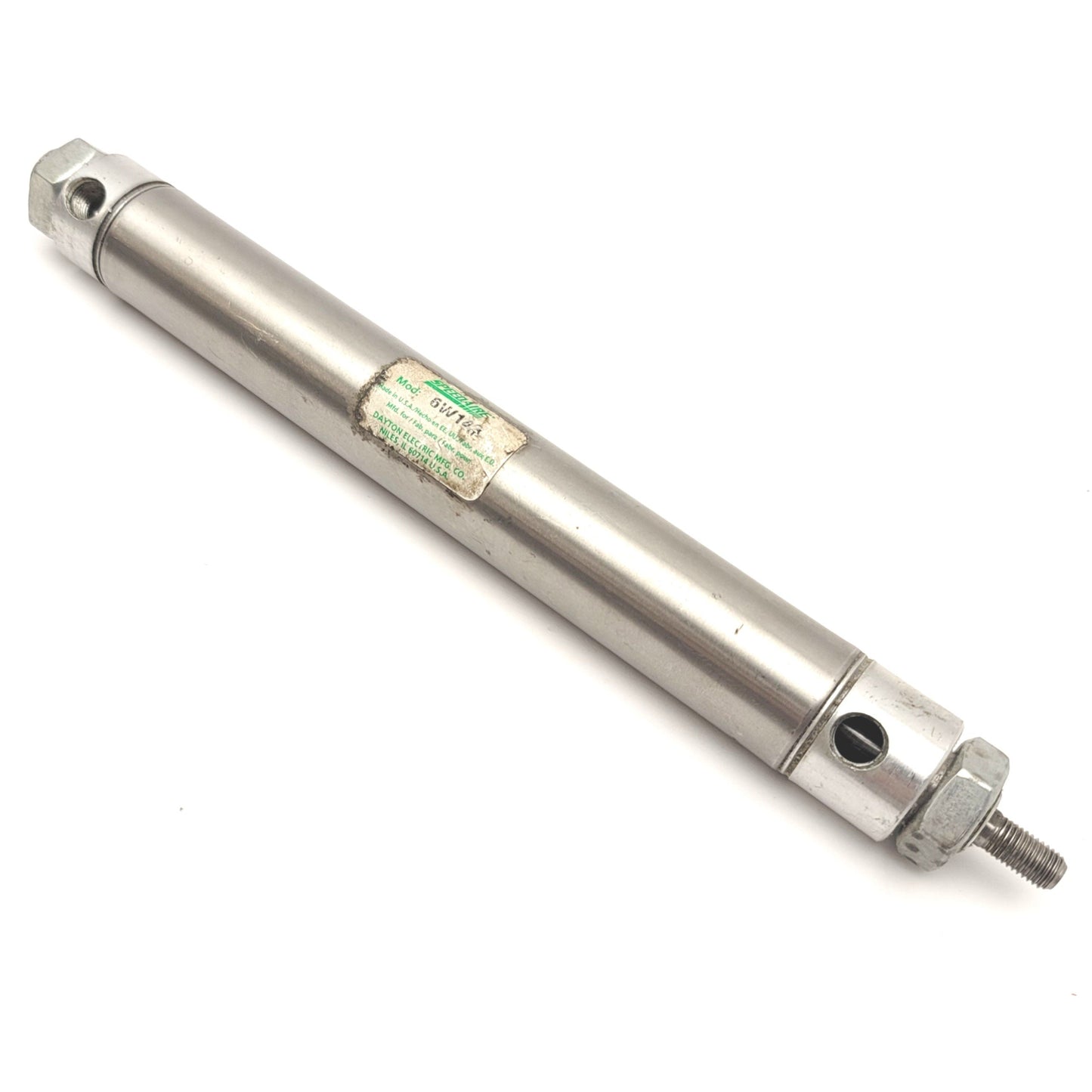 Used SpeedAire 6W143 Stainless Steel Round Body Cylinder 6" Stroke, 1-1/16" Bore