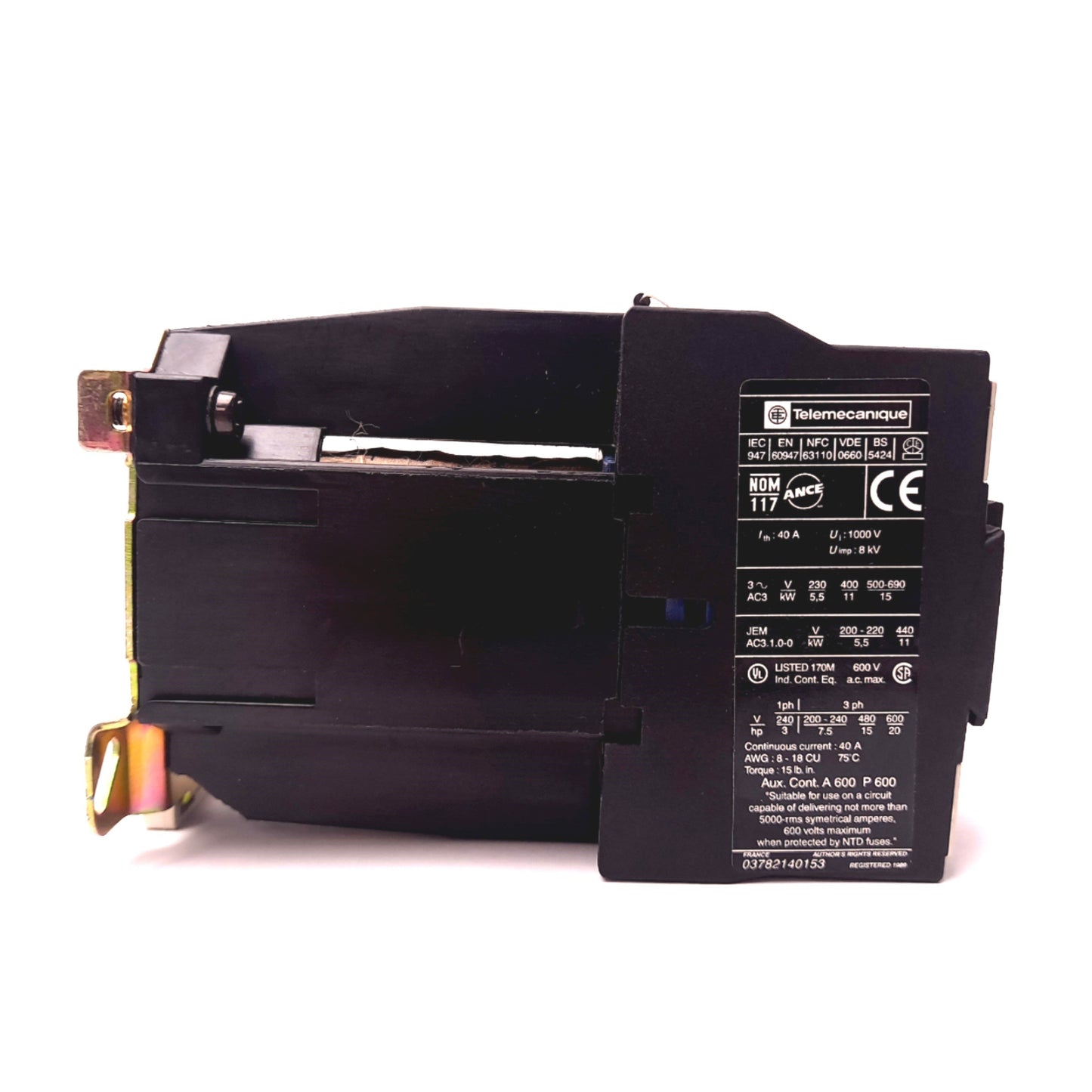 Used Telemecanique LP1 D2510 Contactor, 3-Pole N/O Aux, Coil: 24VDC, Rating: 40A 600V