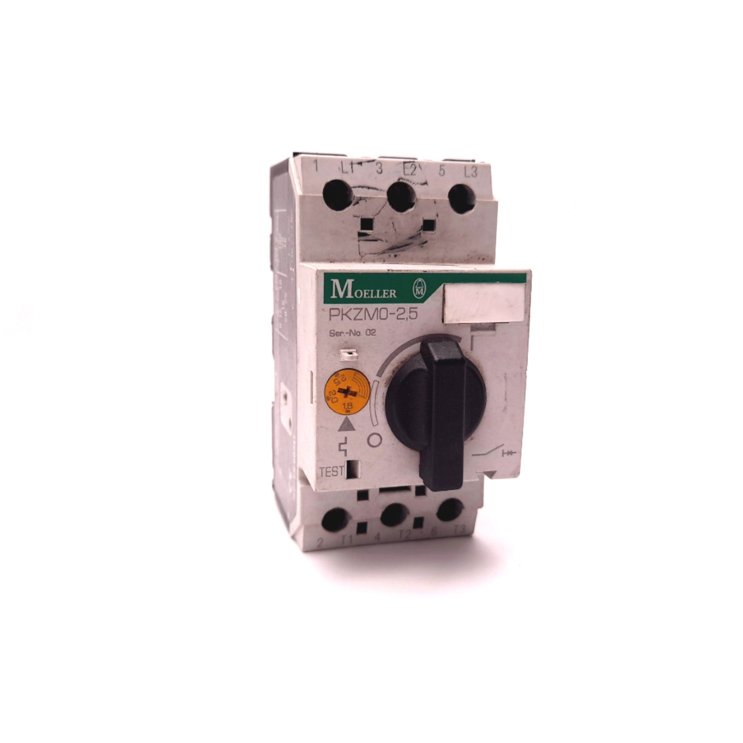 Used Moeller PKZM0-2,5 Thermal Magnetic Circuit Breaker 3 Pole 250VDC, 690VAC, 2.5A