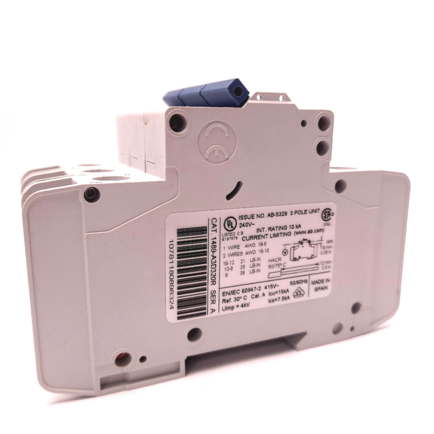 Used Allen Bradley 1489-A3D320R Circuit Breaker 3 Pole 240VAC 32A DIN Rail Mount