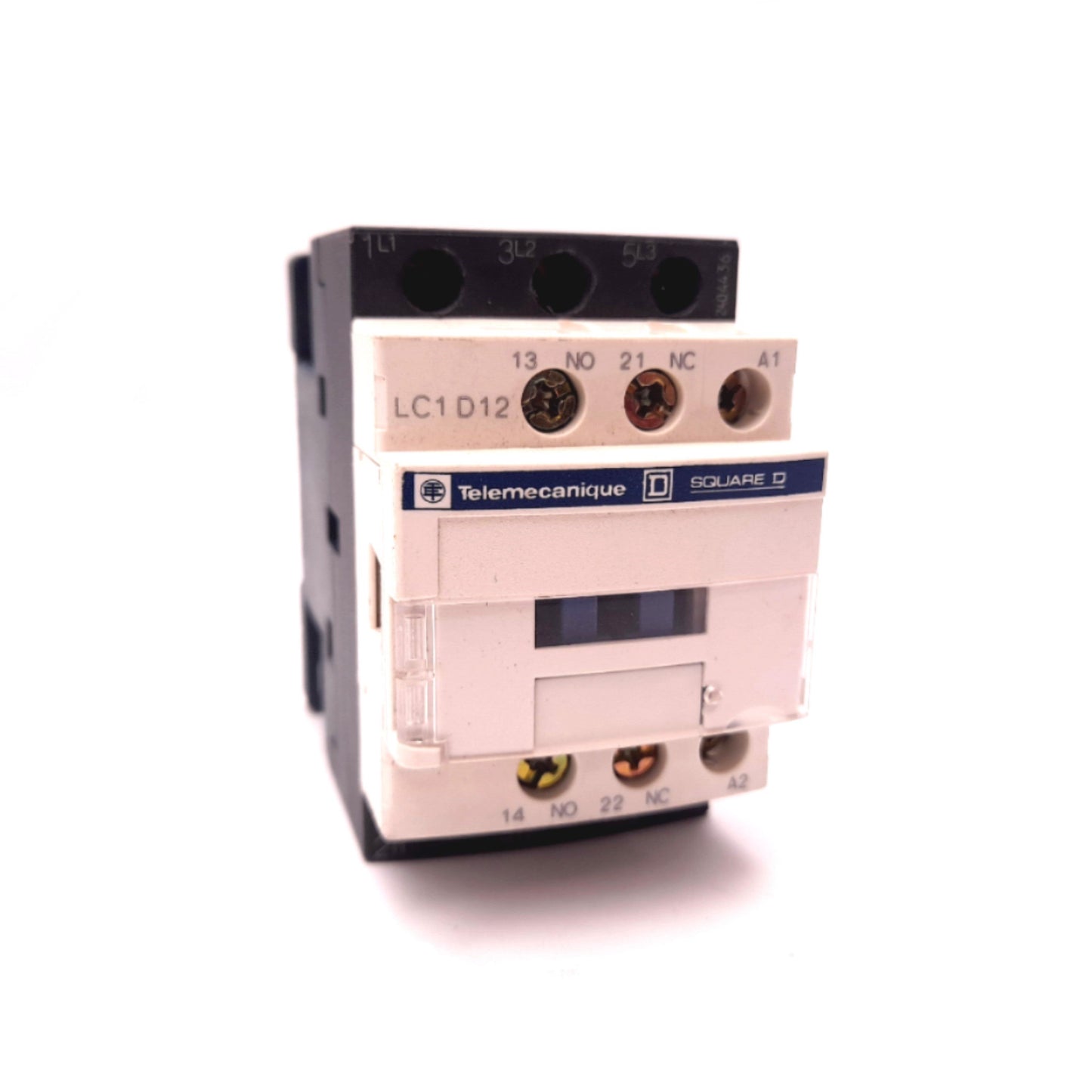 Used Telemecanique LC1D12 B7 Contactor Relay, 24VAC Coil, 600VAC 25A, 1-NO, 1-NC