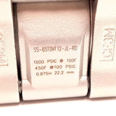 New – Open box Swagelok SS-65TDVF12-JL-RD Ball Valve, Pressure: 1000psi, Ports: 3/4" NPT