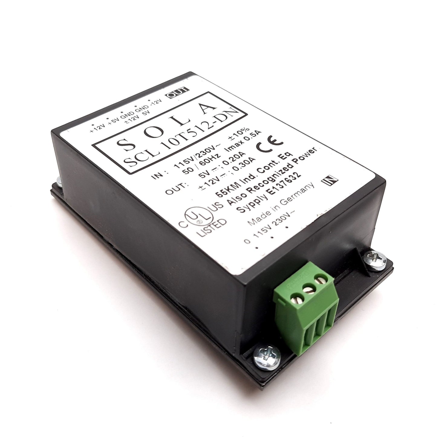 Used Sola SCL 10T512-DN Power Supply, 115/230VAC In, ±12VDC/5VDC 0.3/0.2A Out