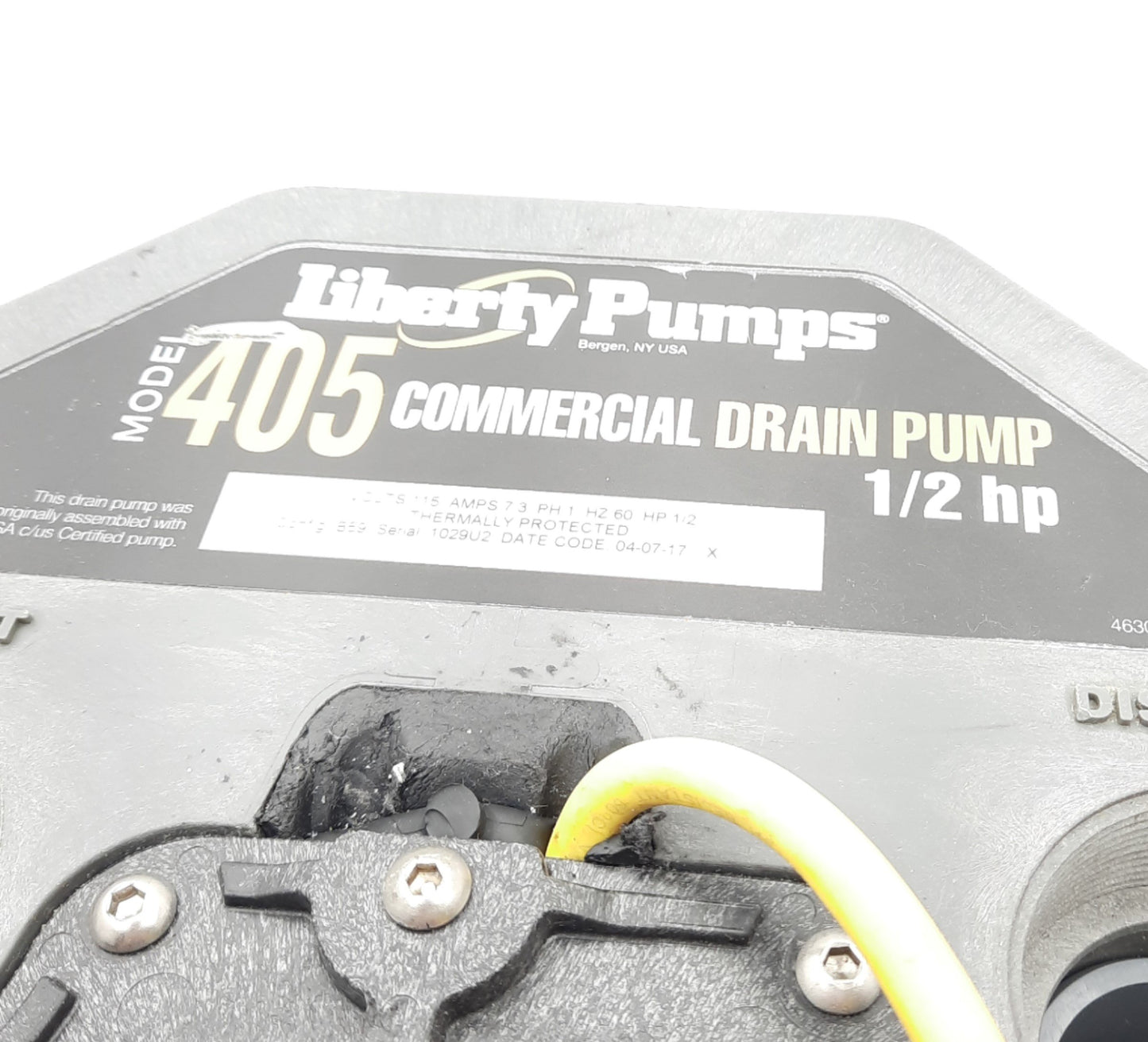Used Liberty Pumps 405 Commercial Drain Pump w/Basin, 1/2HP, 115VAC, 2" NPT Discharge