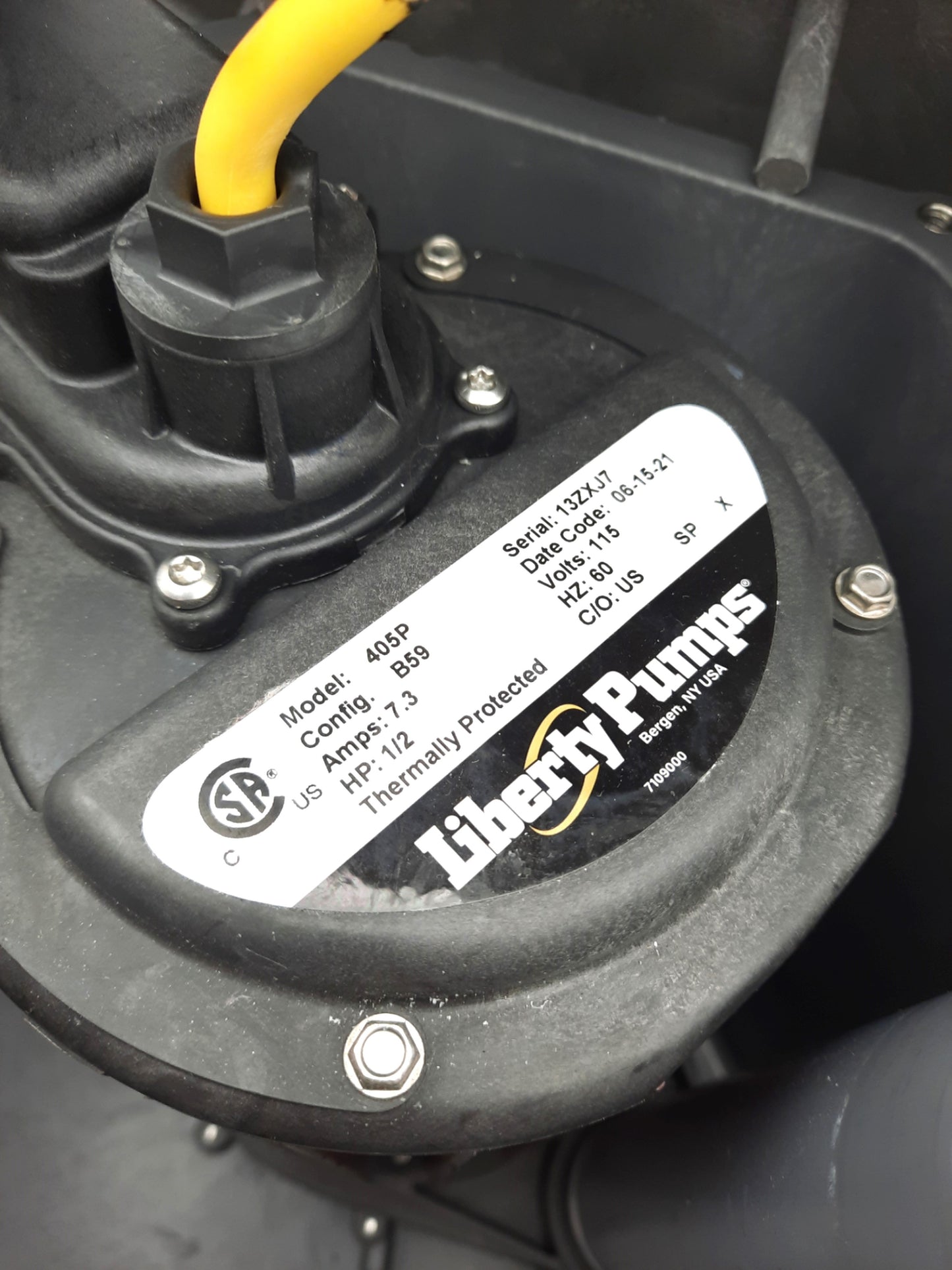 Used Liberty Pumps 405 Commercial Drain Pump w/Basin, 1/2HP, 115VAC, 2" NPT Discharge