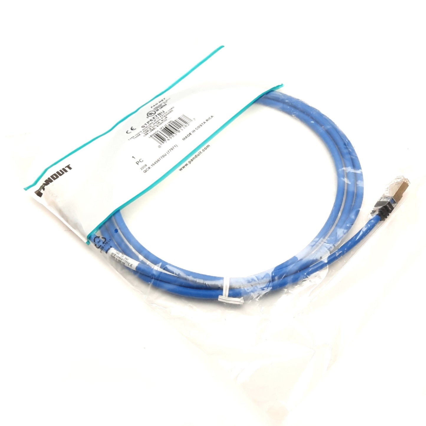 New Panduit STP6X7BU CAT 6A Patch Cord, RJ45 Connections, Length: 7ft, Color: Blue