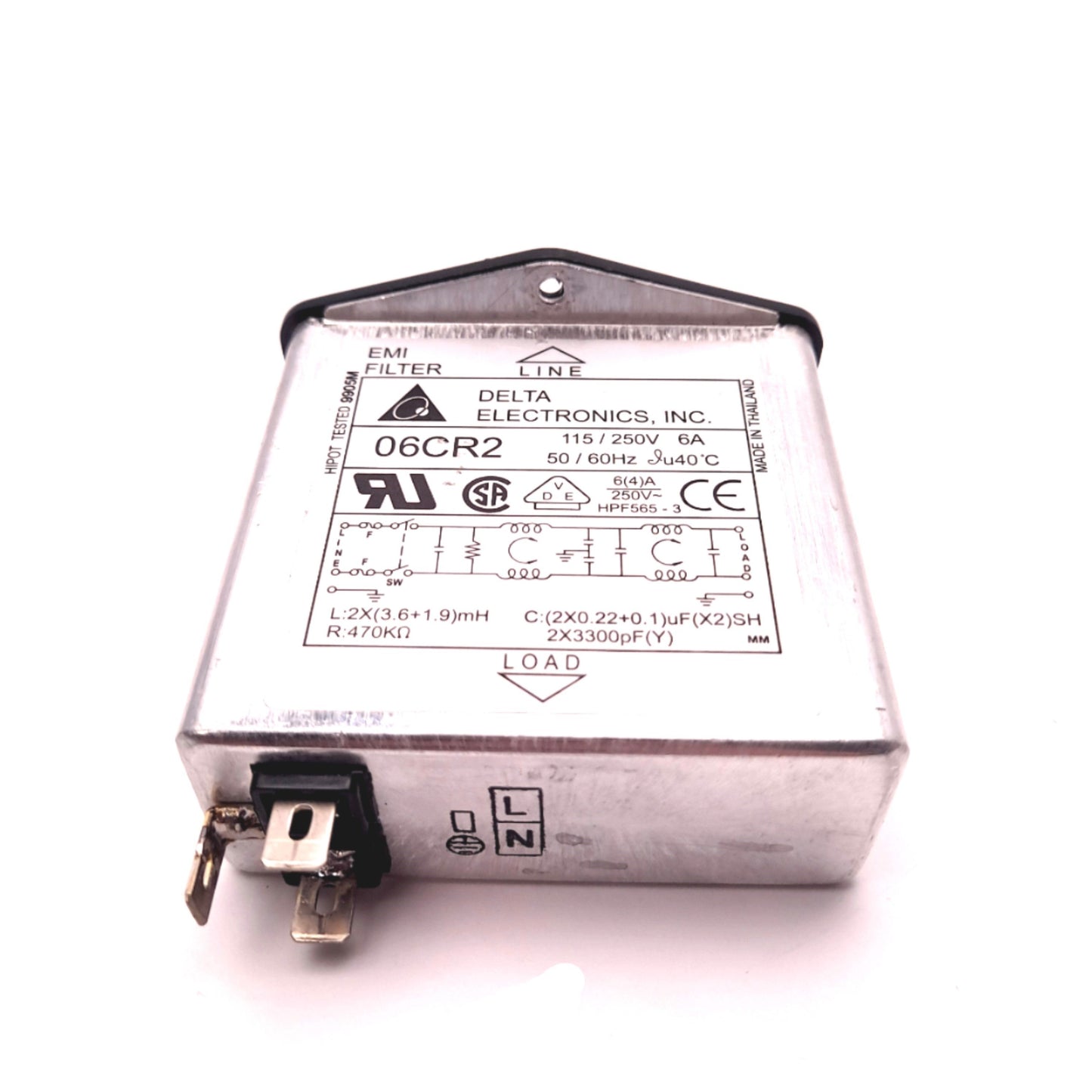 Used Delta Electronics 06CR2 EMI Filter 115/250V 6A 50/60Hz