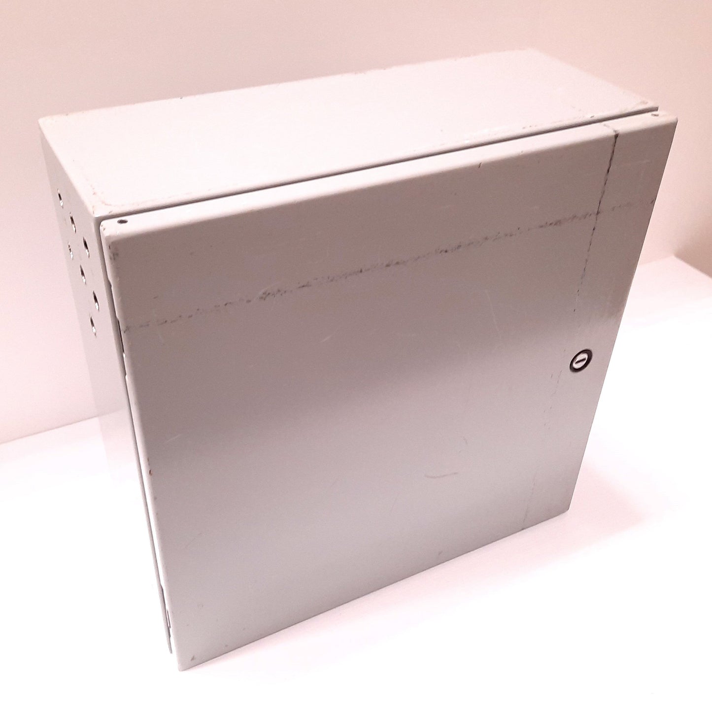 Used Hoffman C-SD16166 Electrical Enclosure, 16" x 16" x 6", Steel, *Holes Added*