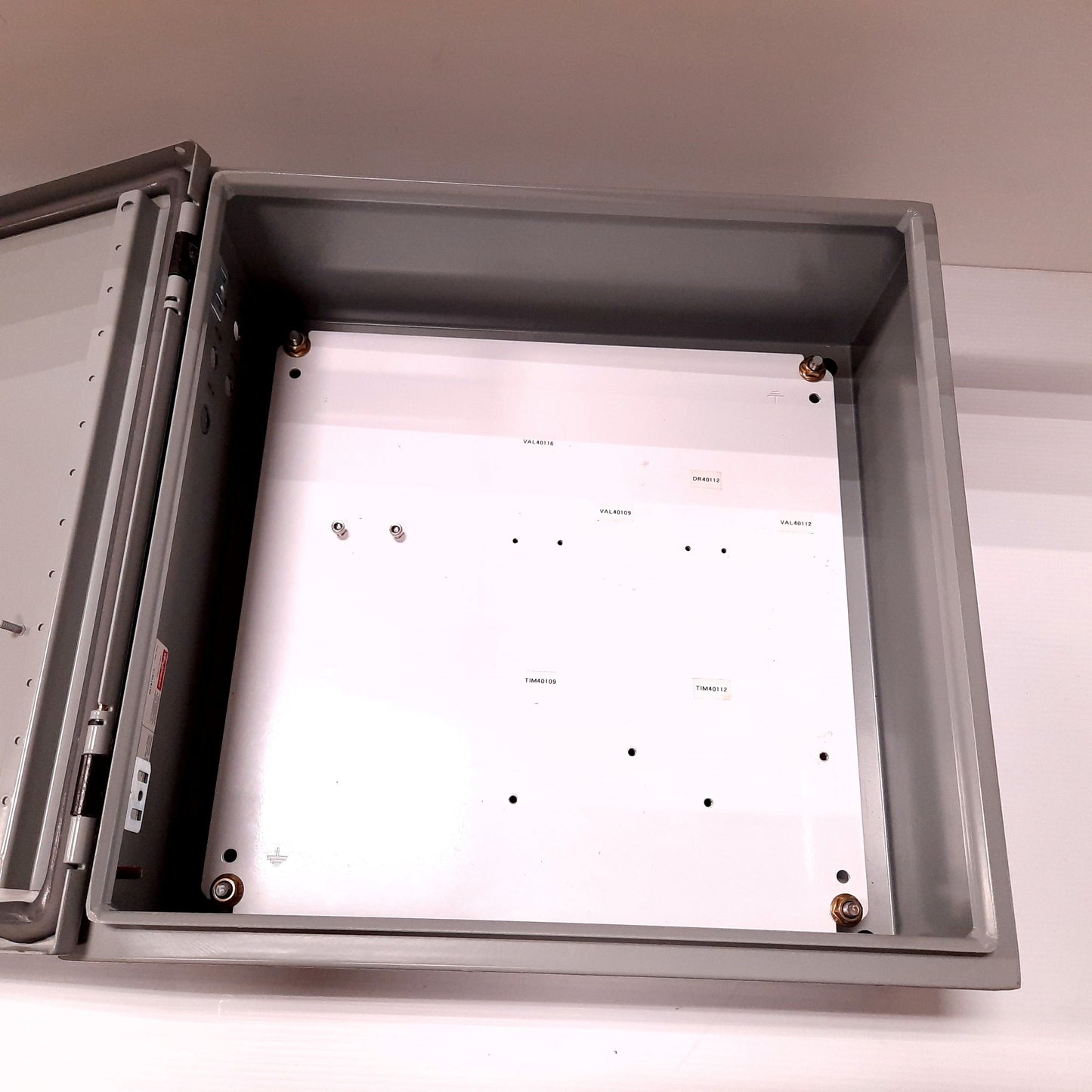 Used Hoffman C-SD16166 Electrical Enclosure, 16" x 16" x 6", Steel, *Holes Added*