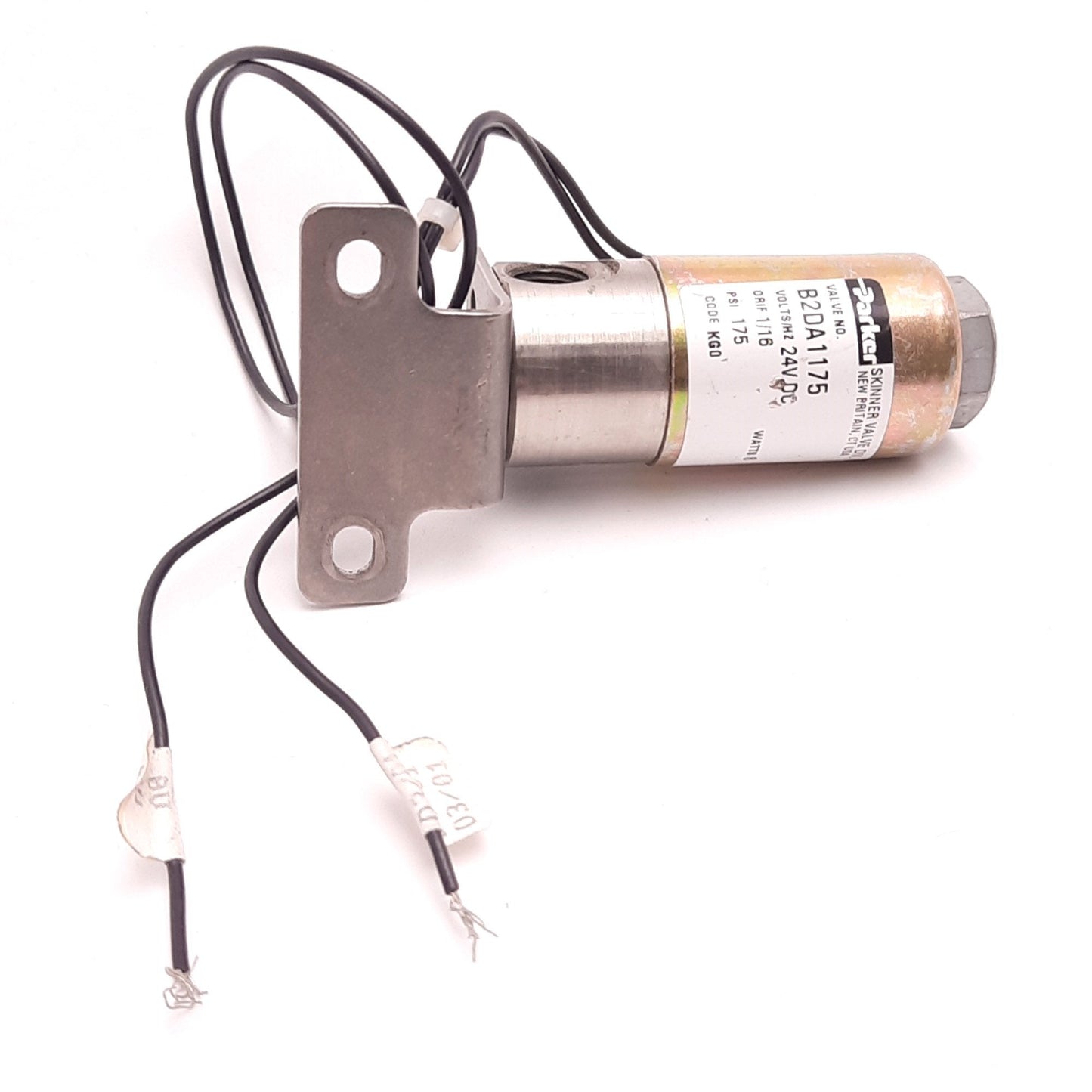 Used Parker B2DA1175 Solenoid Valve 24v DC, 1/16 Port, 175 Psi, 6 Watts, w Flange