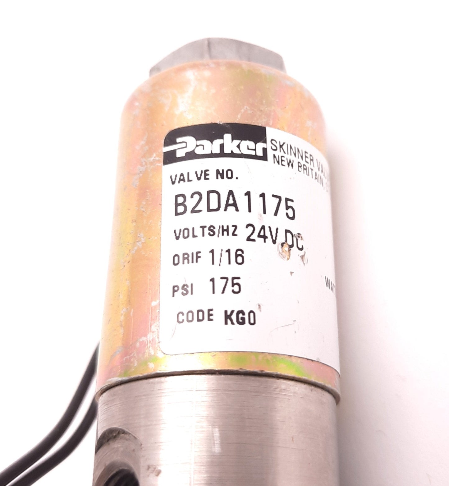Used Parker B2DA1175 Solenoid Valve 24v DC, 1/16 Port, 175 Psi, 6 Watts, w Flange