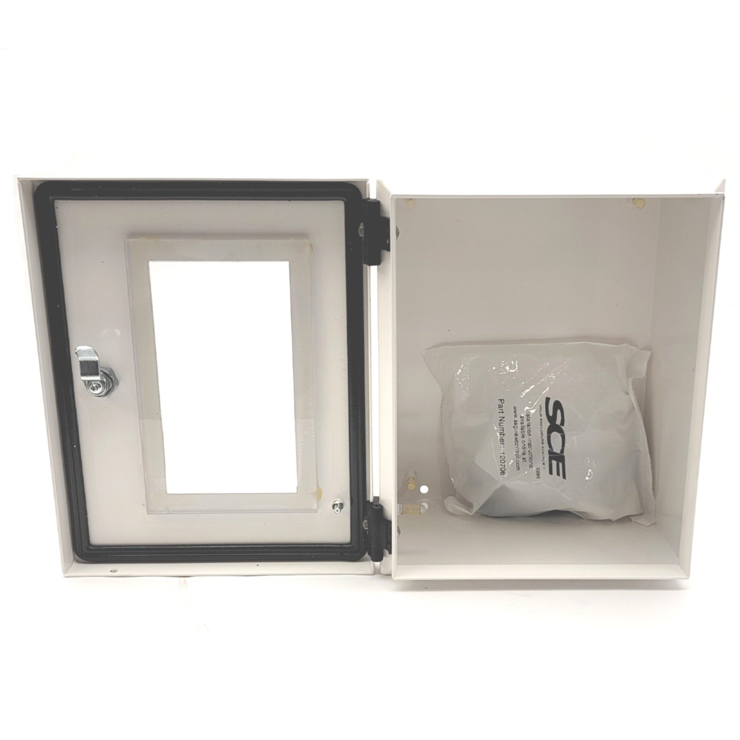 New – Open box Saginaw Controls SCE-10086ELJW Electrical Enclosure W/Viewing Window 10"x8"x6"