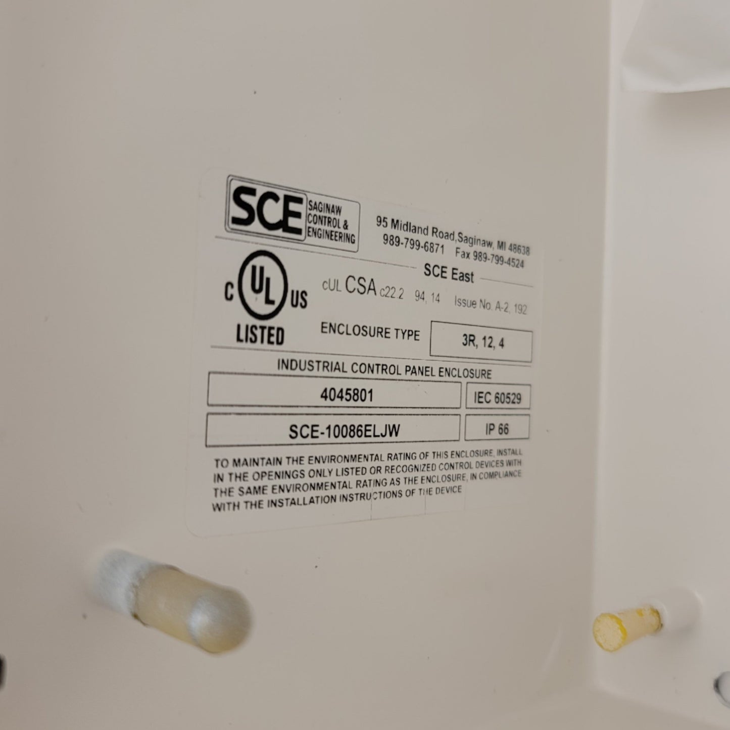 New – Open box Saginaw Controls SCE-10086ELJW Electrical Enclosure W/Viewing Window 10"x8"x6"