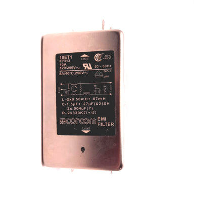 Used Corcom 10ET1 EMI Power Line Filter, Single Phase, 250VAC 10A 50/60Hz