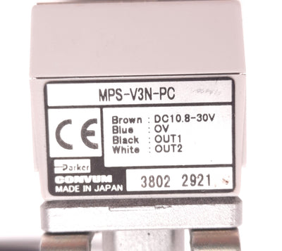 Used Parker MPS-V3N-PC Vacuum Pressure Sensor, Range: 0 to -30inHg, 1/8" NPT 4-Pin