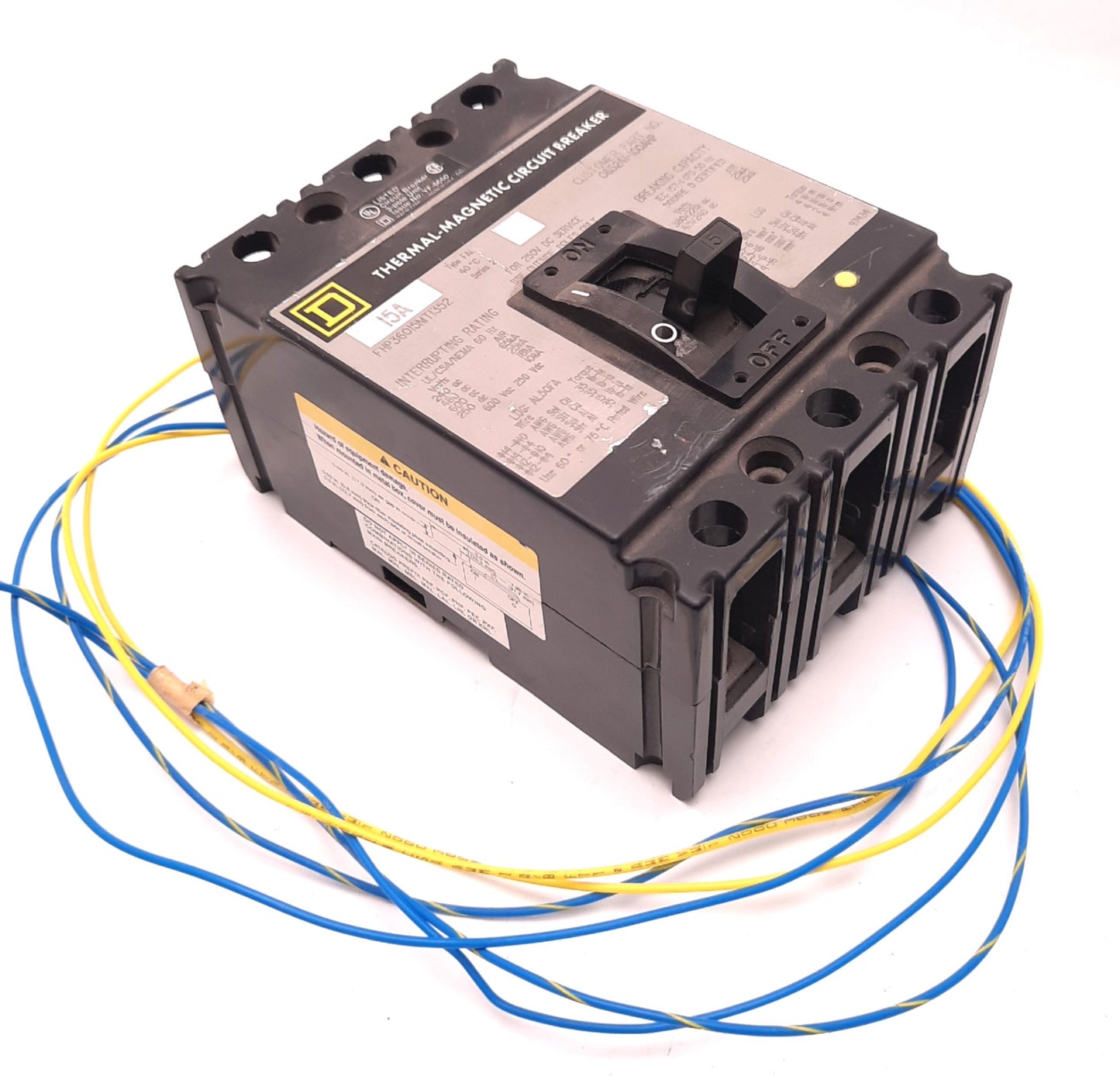 Used Schneider Electric FHP360-5MT-352 Circuit Breaker 3 Pole, 15 Amps, 600vAC 250vDC