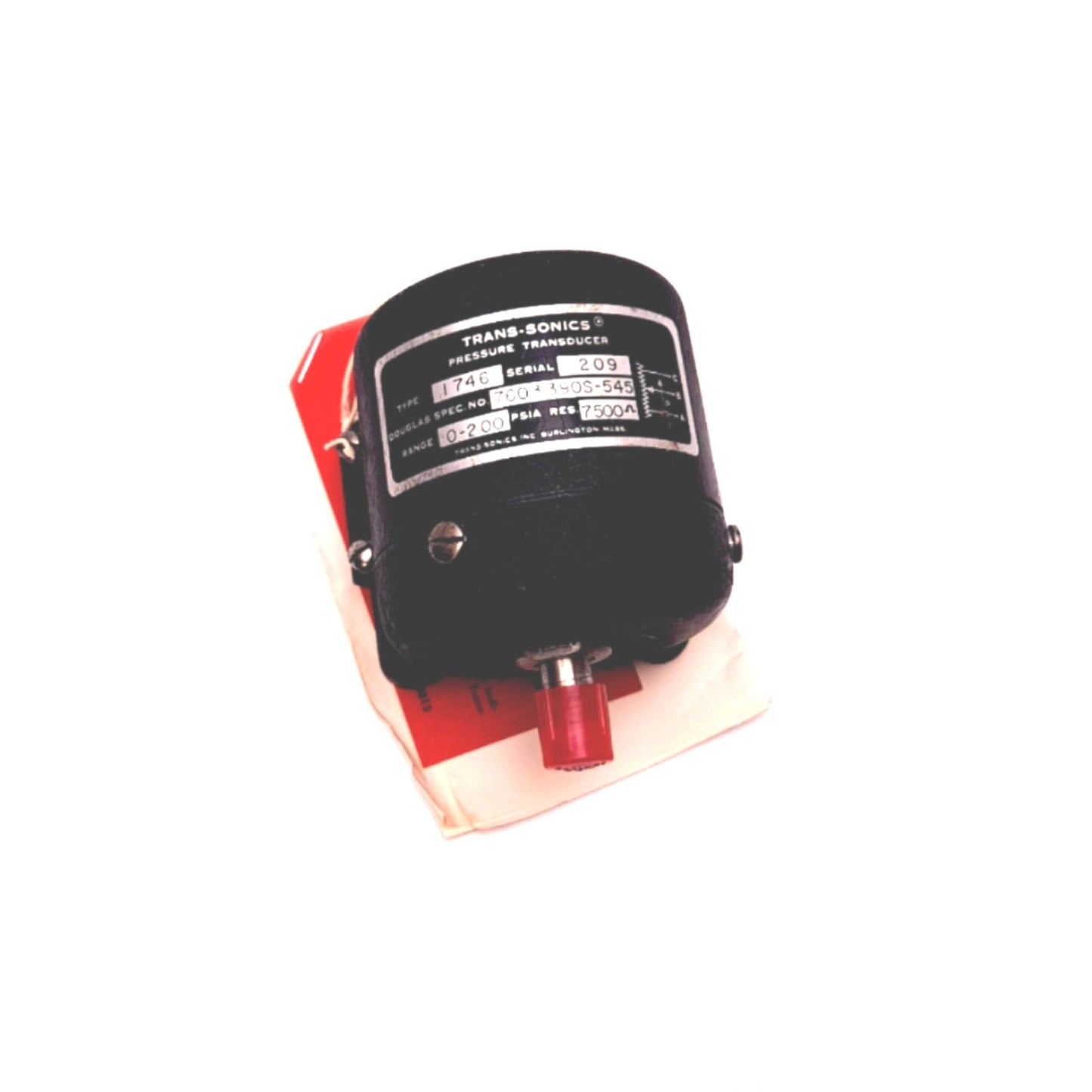 New Trans Sonics Type 1746 Pressure Transducer, Range 0-200PSI Resistance 7500 OHMS