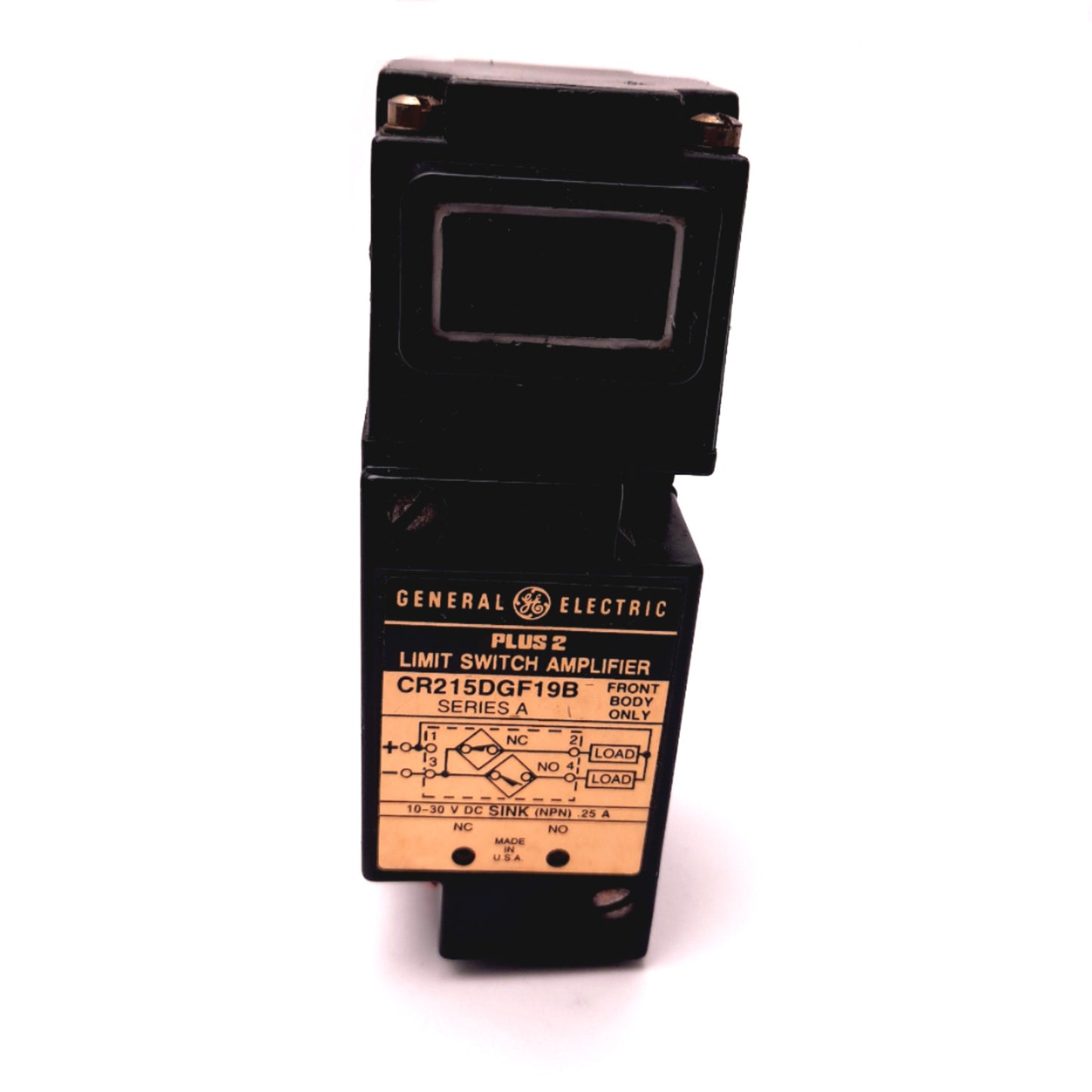 New – Open box General Electric CR215DGF19B Limit Switch Amplifier 1 NO 1 NC 10-30VDC NPN .25A