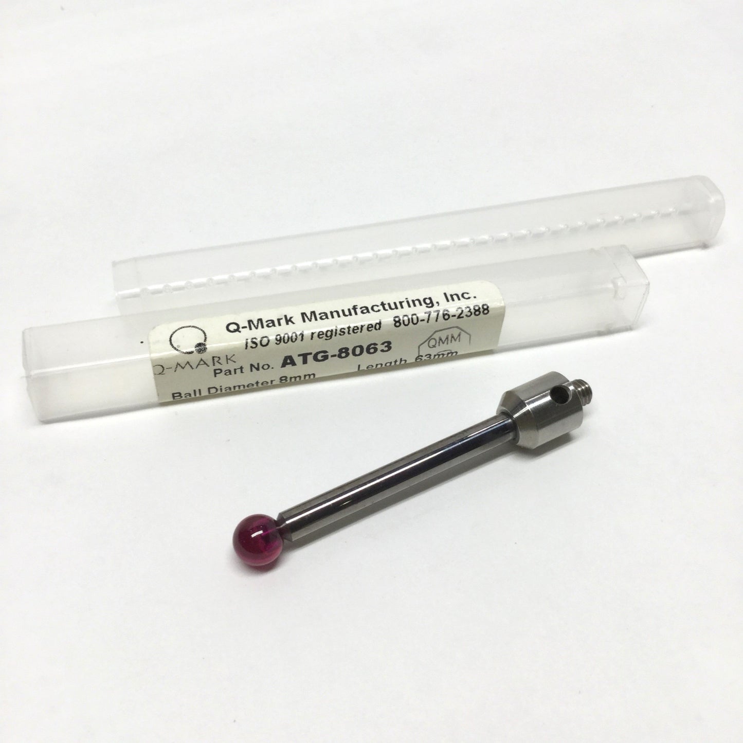 New – Open box Q-Mark ATG-8063 M5 Stylus Gauge Probe, Carbide Stem, Ø8mm Ruby Ball, 63mm Long