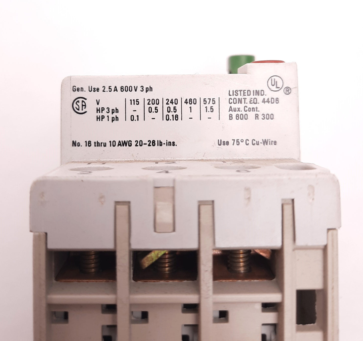 Used Sprecher+Schuh KTA3-25-1.6A Motor Starter/Breaker 1-1.6A, 600v, 3 Pole, 3 Phases