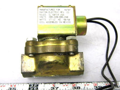 Used Dayton 4A707 Solenoid w/ 1/2" NPT Brass Solenoid Valve 208-240VAC 17W
