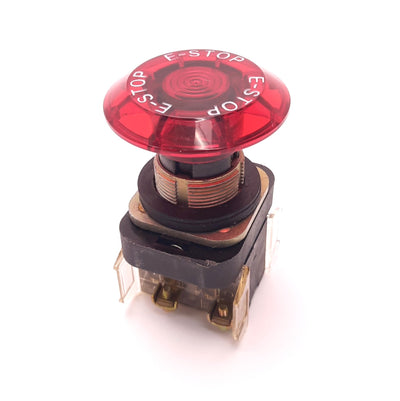 Used Allen-Bradley 800T-FX Push-Button E-Stop, Semi-Transparent Cap with Two 800T-XD1