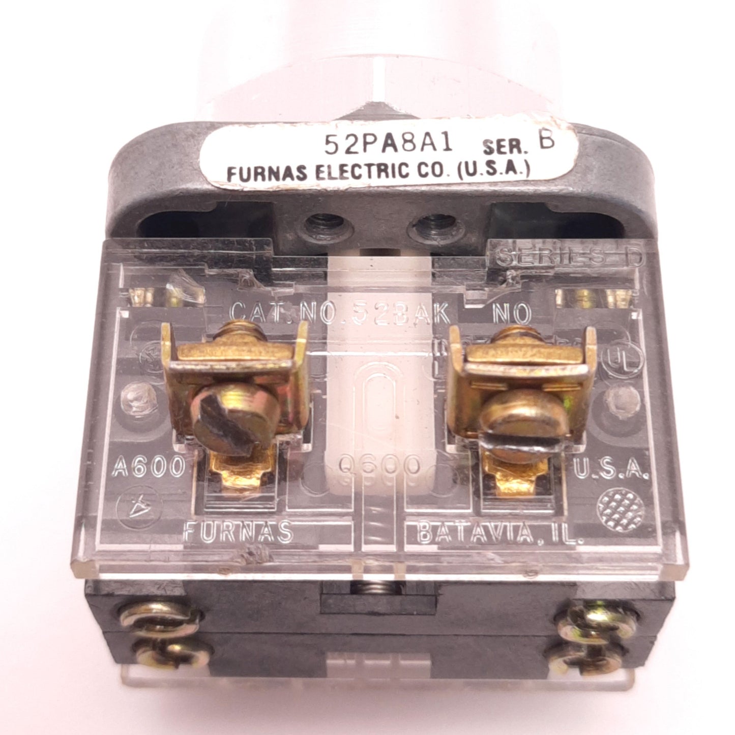 Used Siemens 52PA8A1 Push-Button w/ Furnas 52BAK and 52BAJ, A600 10A, 1NO, 1NC