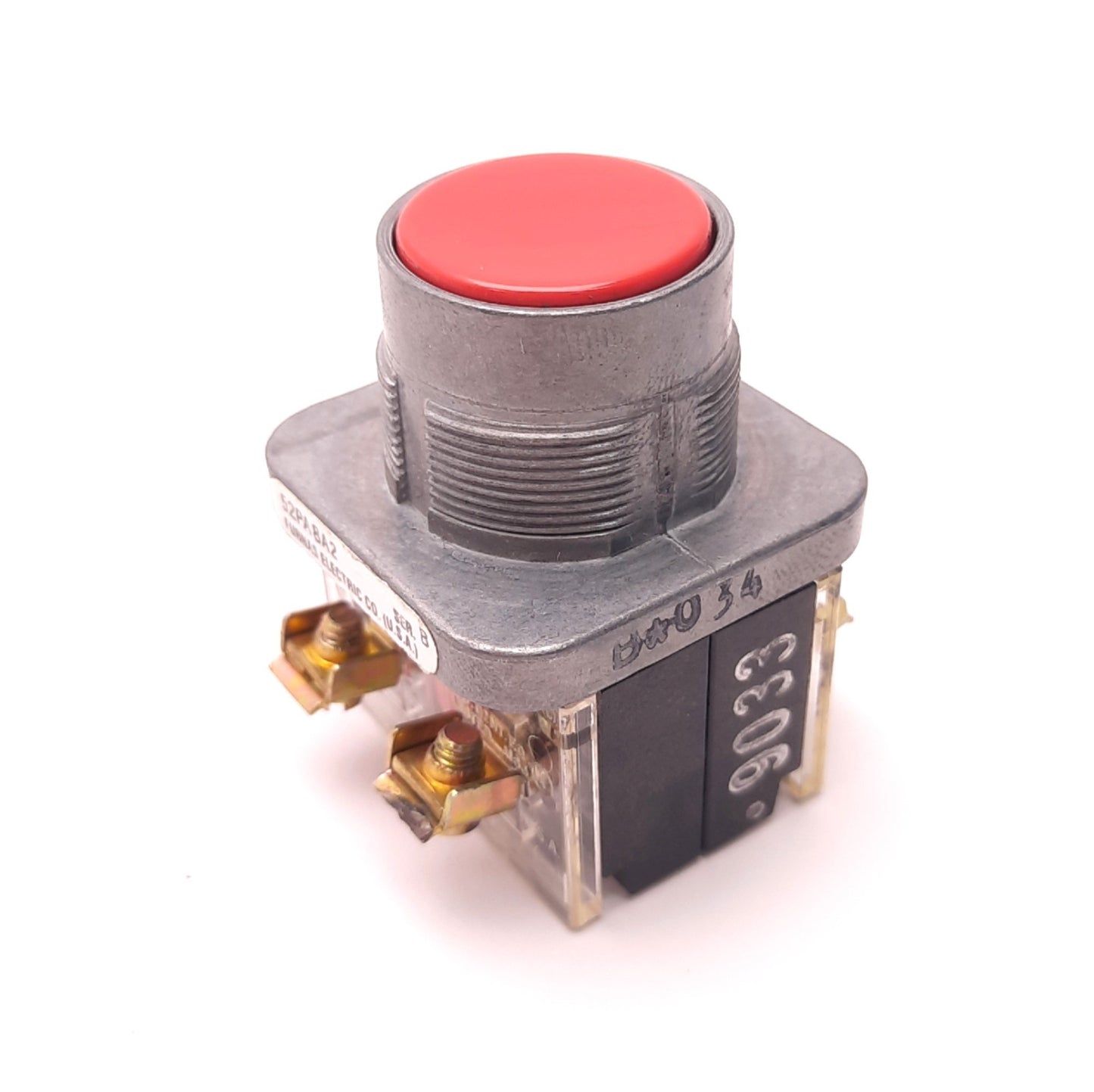 Used Siemens 52PA8A2 Red Push-Button w/ 52BAK & 52BAJ Contacts 1NO 1NC, AC600 10A