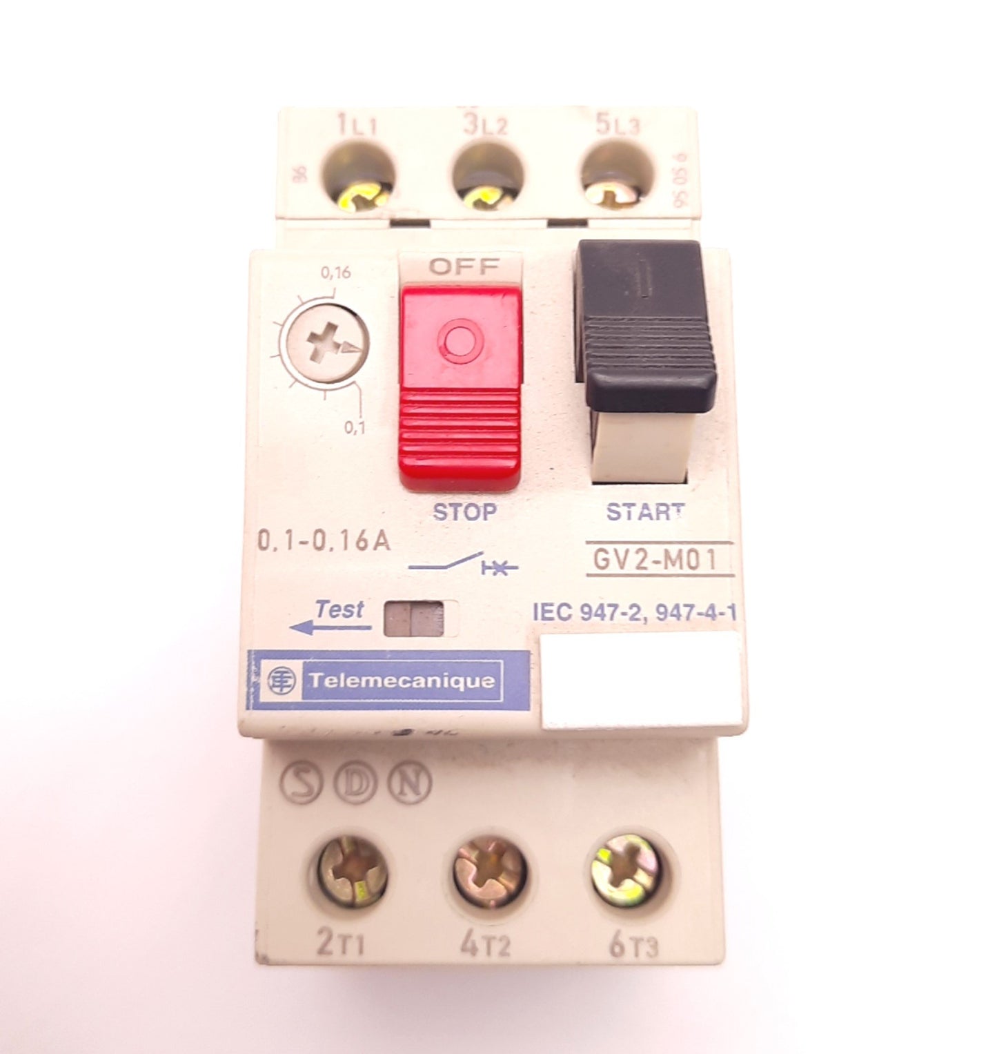 Used Telemecanique GV2-M01 Motor Starter/Breaker 0.1 to 0.16 Amps, 690v 50/60Hz