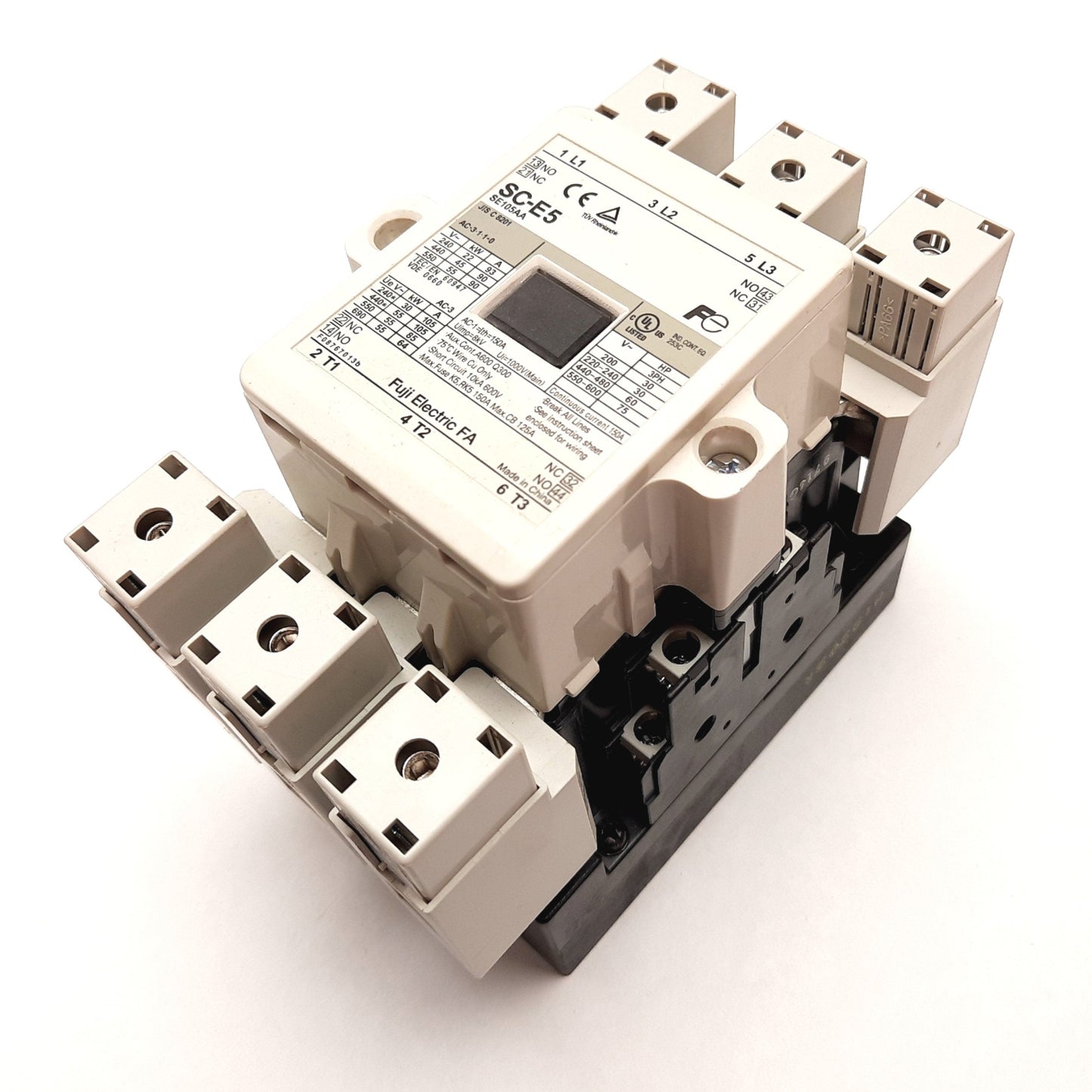 Used Fuji Electric SC-E5 Contactor, 3-Pole, Coil: 24VAC/DC, With 2x N/O & 2x N/C Aux
