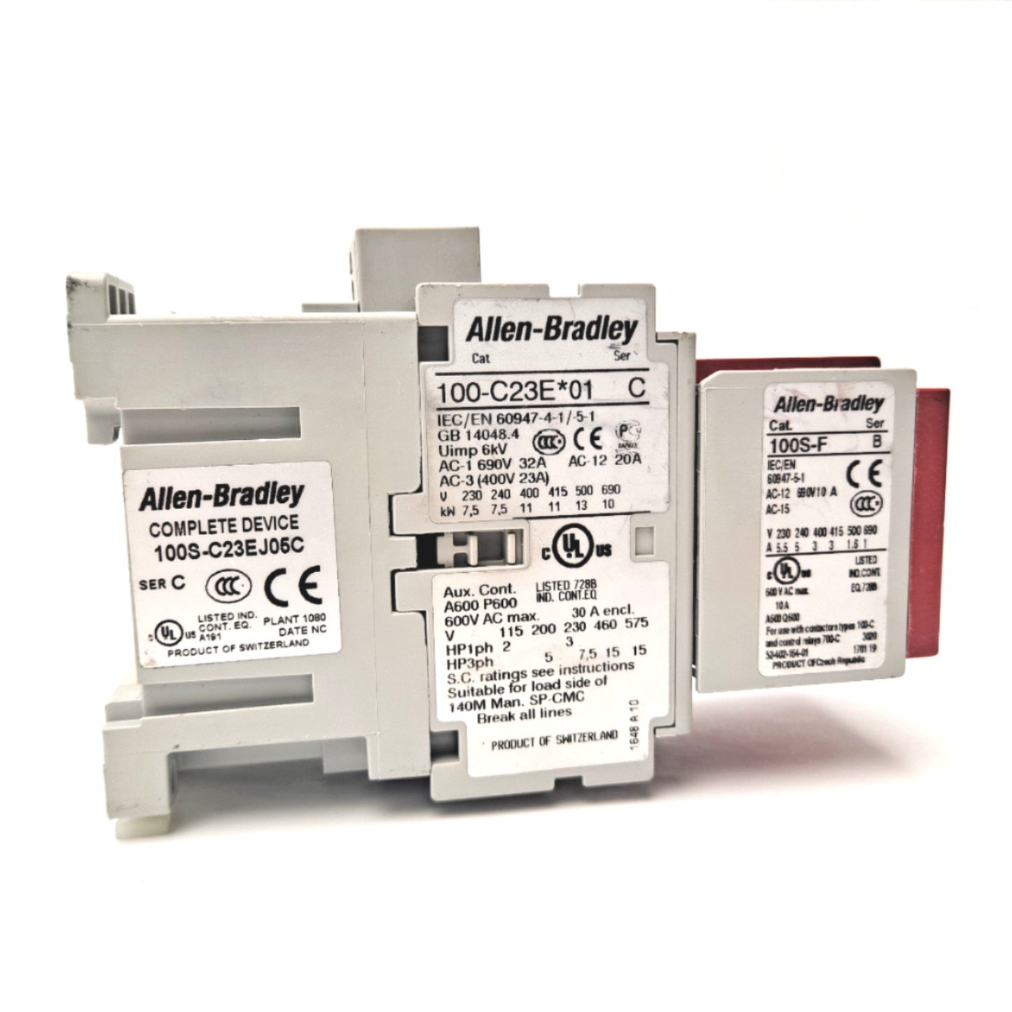 Used Allen Bradley 100S-C23EJ05C Safety Contactor W/Electric Coil 23A 24VDC 3 NO