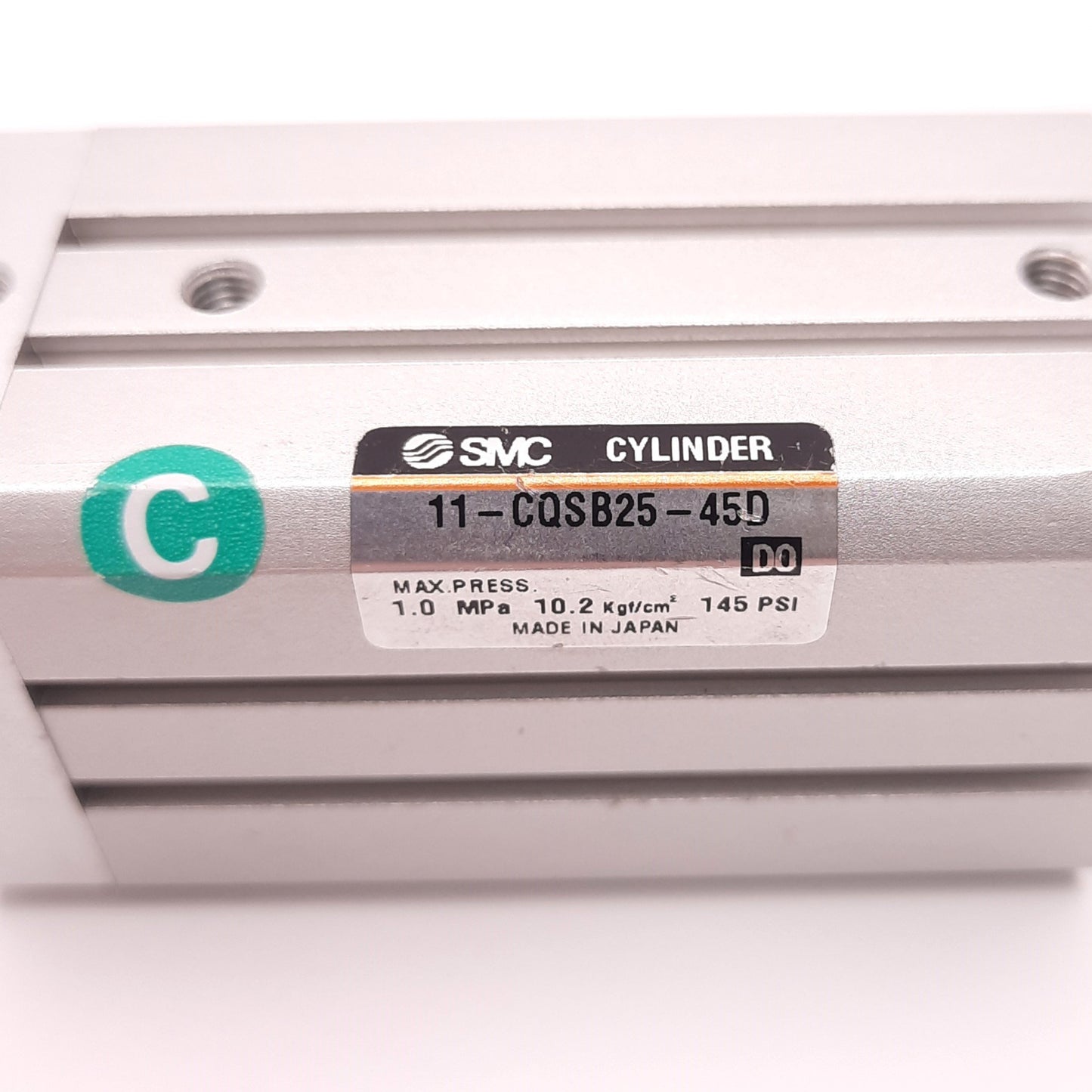 Used SMC CQSB25-45D Compact Cylinder w/ Magnet 25mm Bore, 45mm Stroke Female Rod End