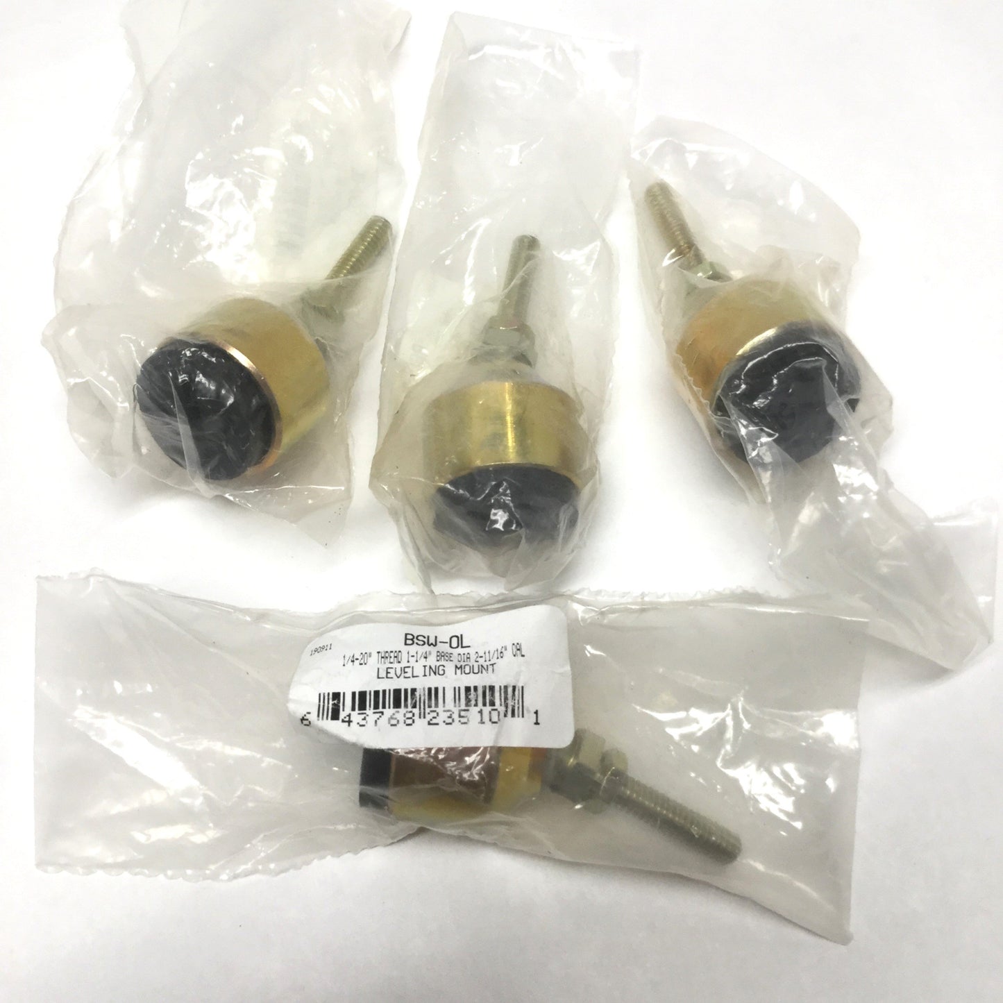 Used Lot of 4 BSW-0L Leveling Foot Mounts 1/4-20 Thread, 2-11/16" Height, Ø1.25" Base