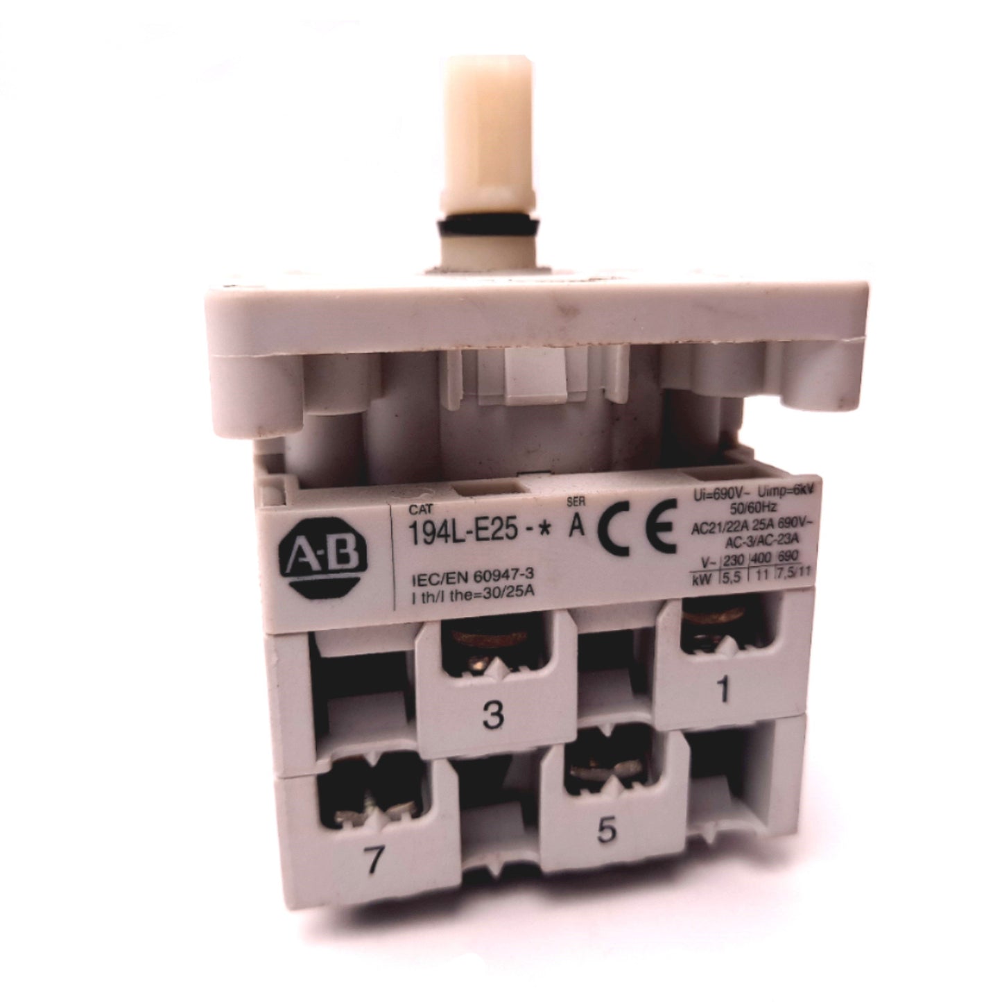 Used Allen Bradley 194L-E25-1754 Load Switch 690VAC 25Amp, 4 Pole, N.O