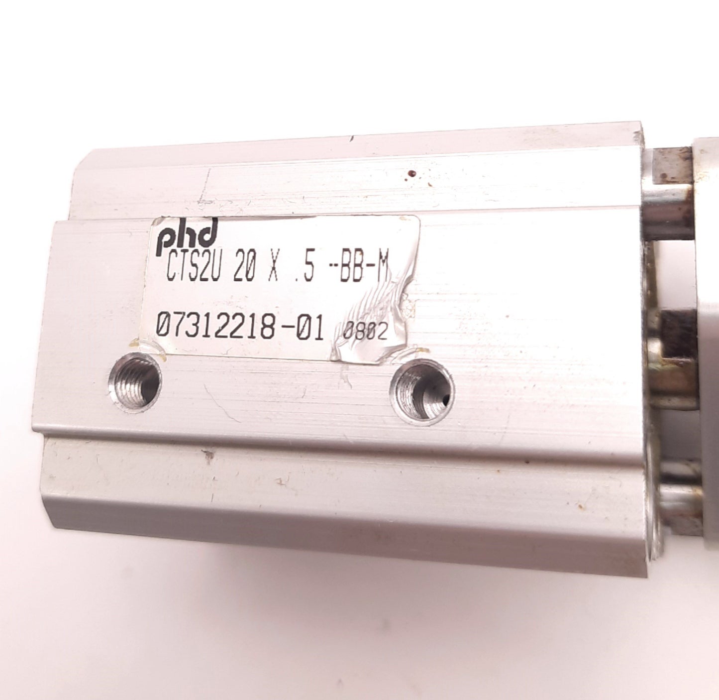 Used PHD CTS2U20x.5-BB-M Guided Pneumatic Cylinder 20mm Bore, 1/2" Stroke, Shock Pads