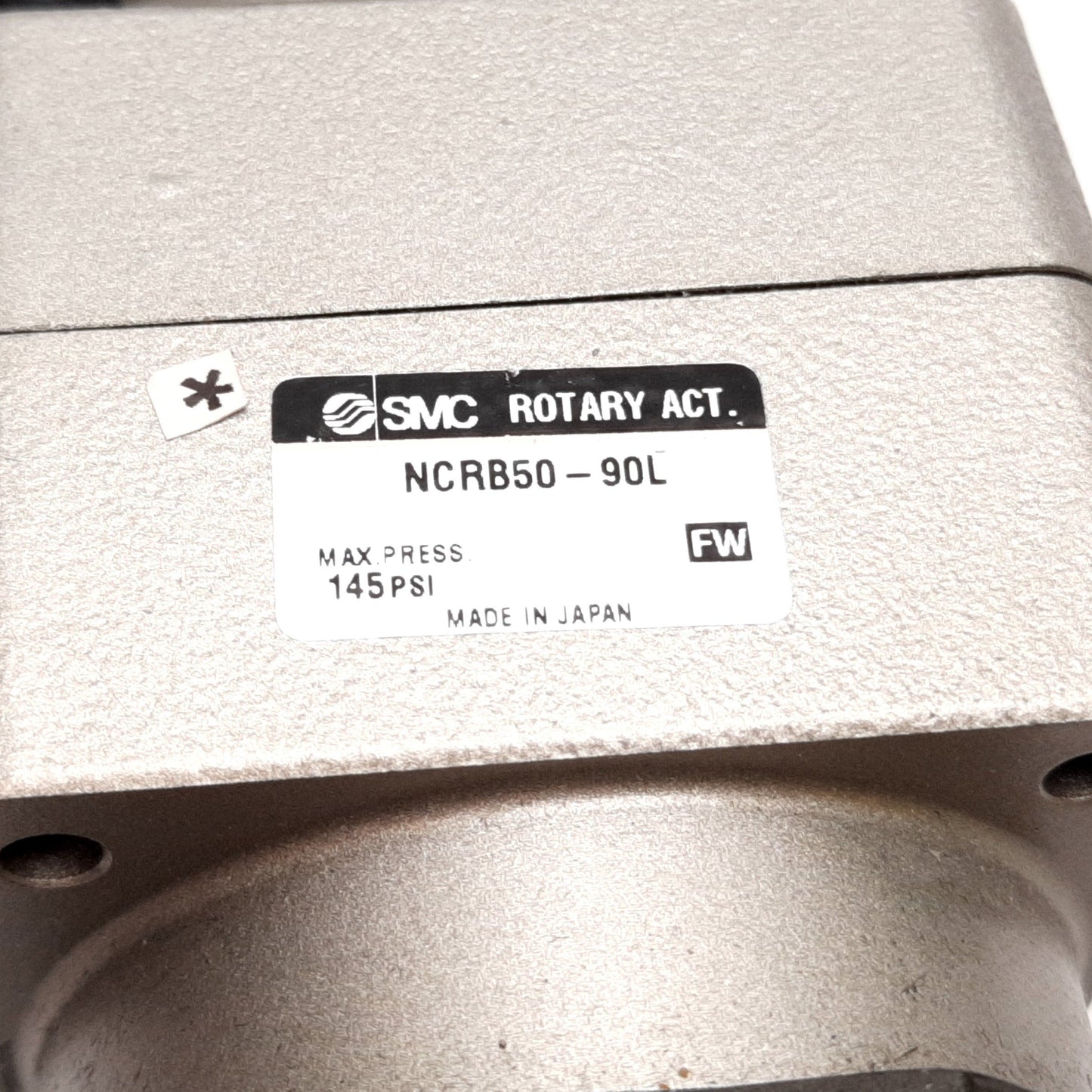 Used SMC NCRB50-90L Rotary Actuator, Bore: 50mm, Rotation: 90°, Ports: 1/8" NPT