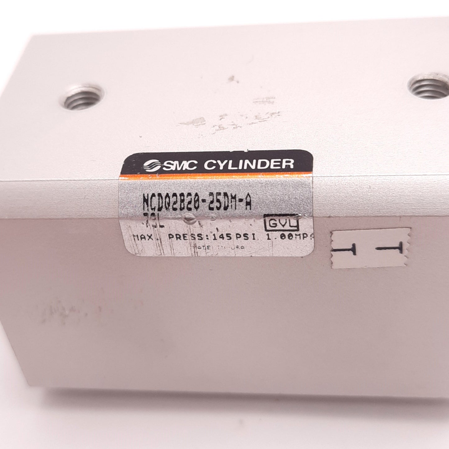 Used SMC NCDQ2B20-25DM Compact Pneumatic Cylinder 20mm Bore, 25mm Stroke w/ Magnet