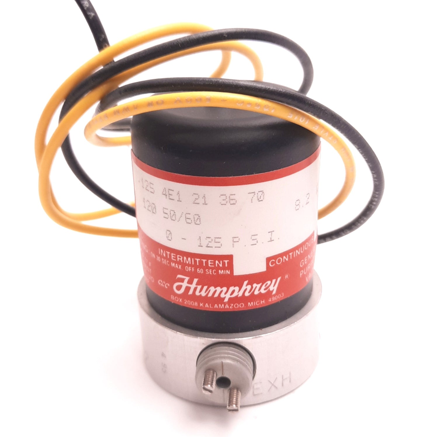 New – Open box Humphrey 125-4E1-21-36-70-120-50-60 Solenoid Valve 120v AC, 125 Psi, 8.2W